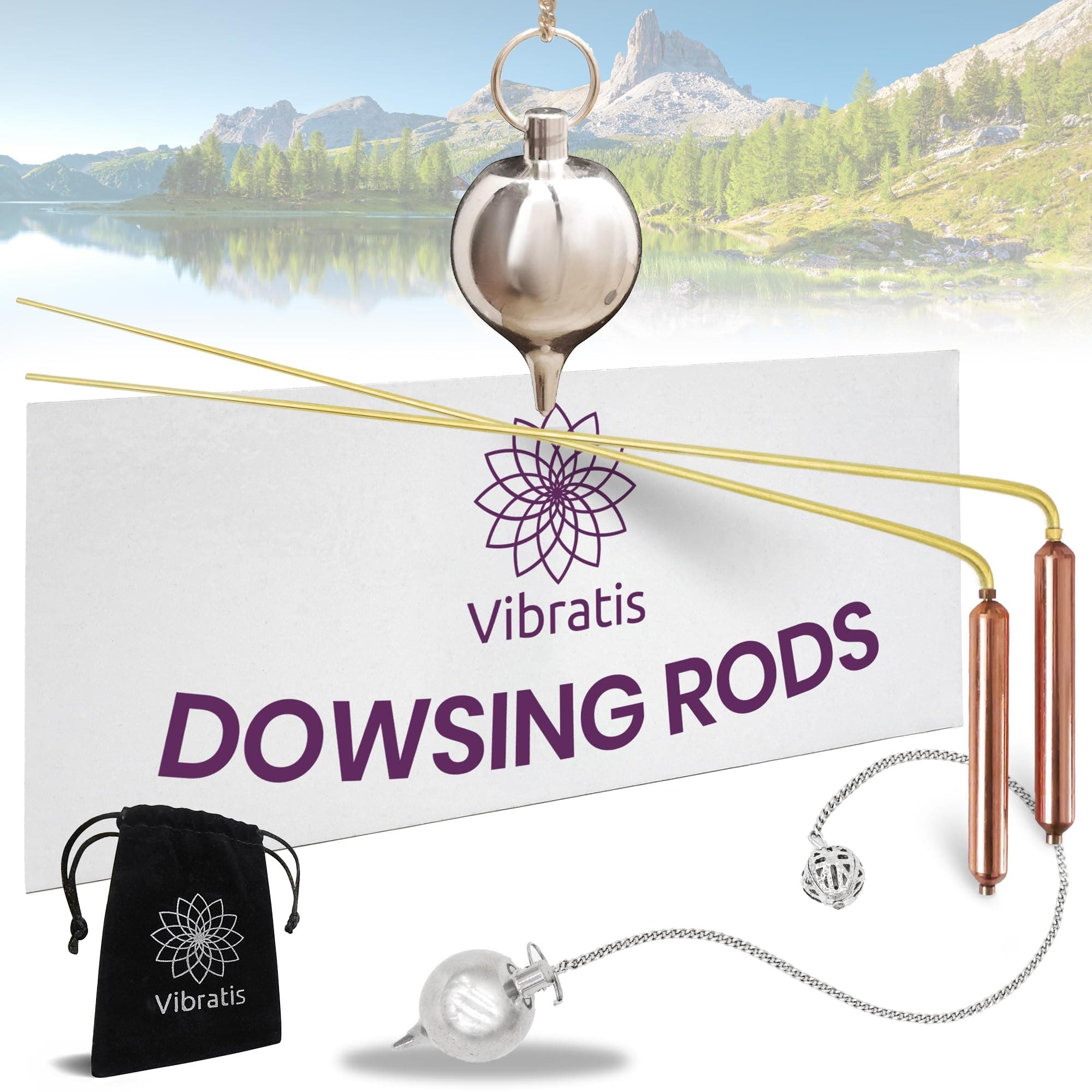 Vibratis Dowsing Rods with Copper Handles Premium Quality Divining Rods - Dowsing Pendulum Included - Varillas de Radiestesia