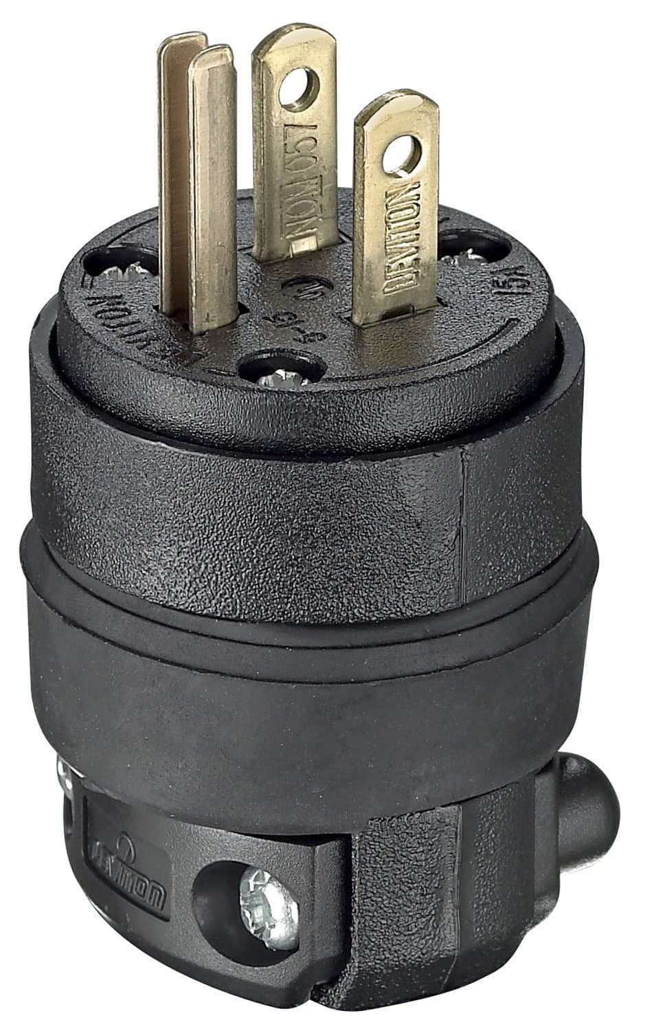 Leviton 15 Amp 125 Volt, Straight Blade Rubber Plug, NEMA 5-15, 515PR Black