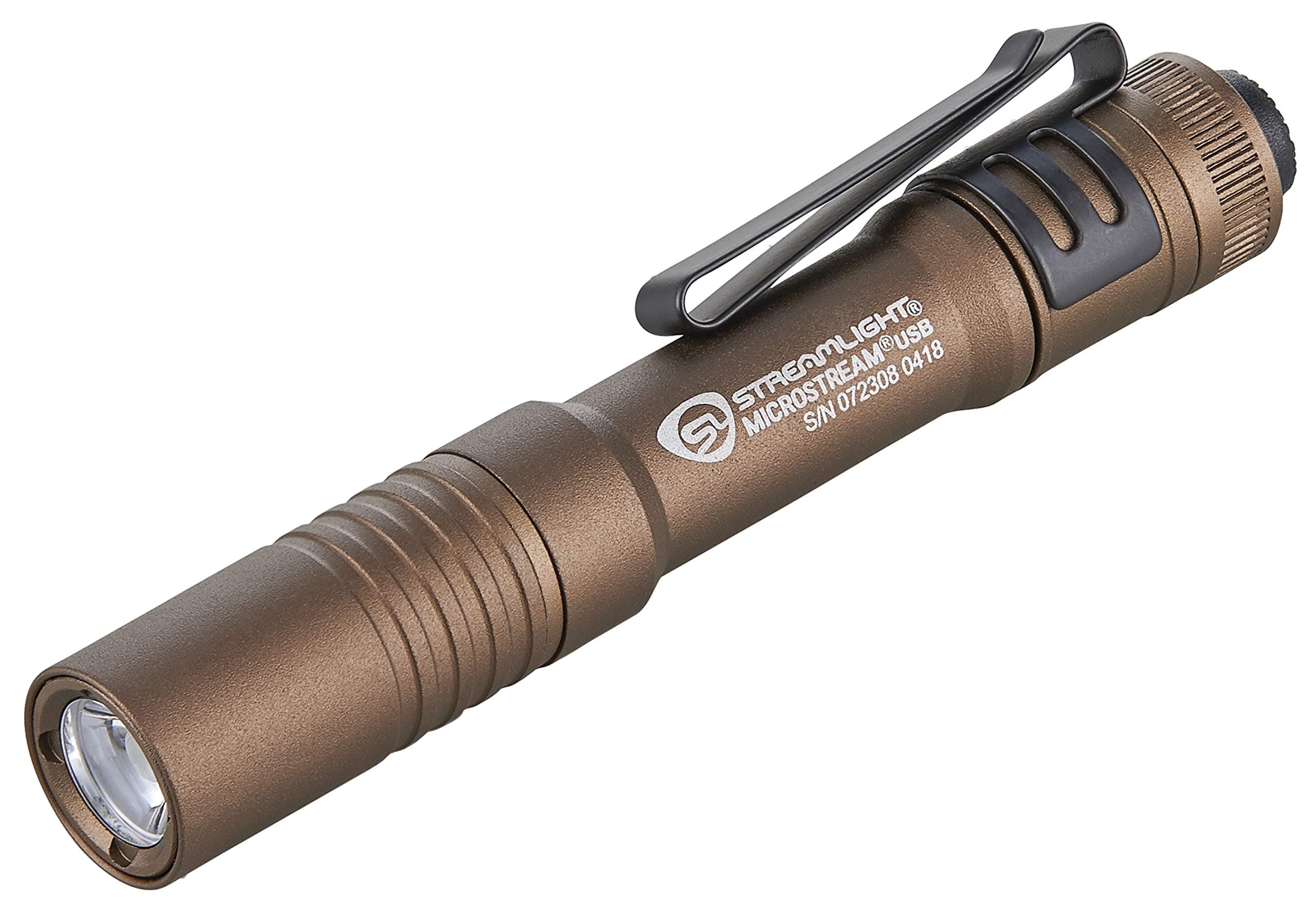 66608 MicroStream 250-Lumen EDC Ultra-Compact Flashlight with USB Rechargeable Battery, Clear Retail Packaging, Coyote