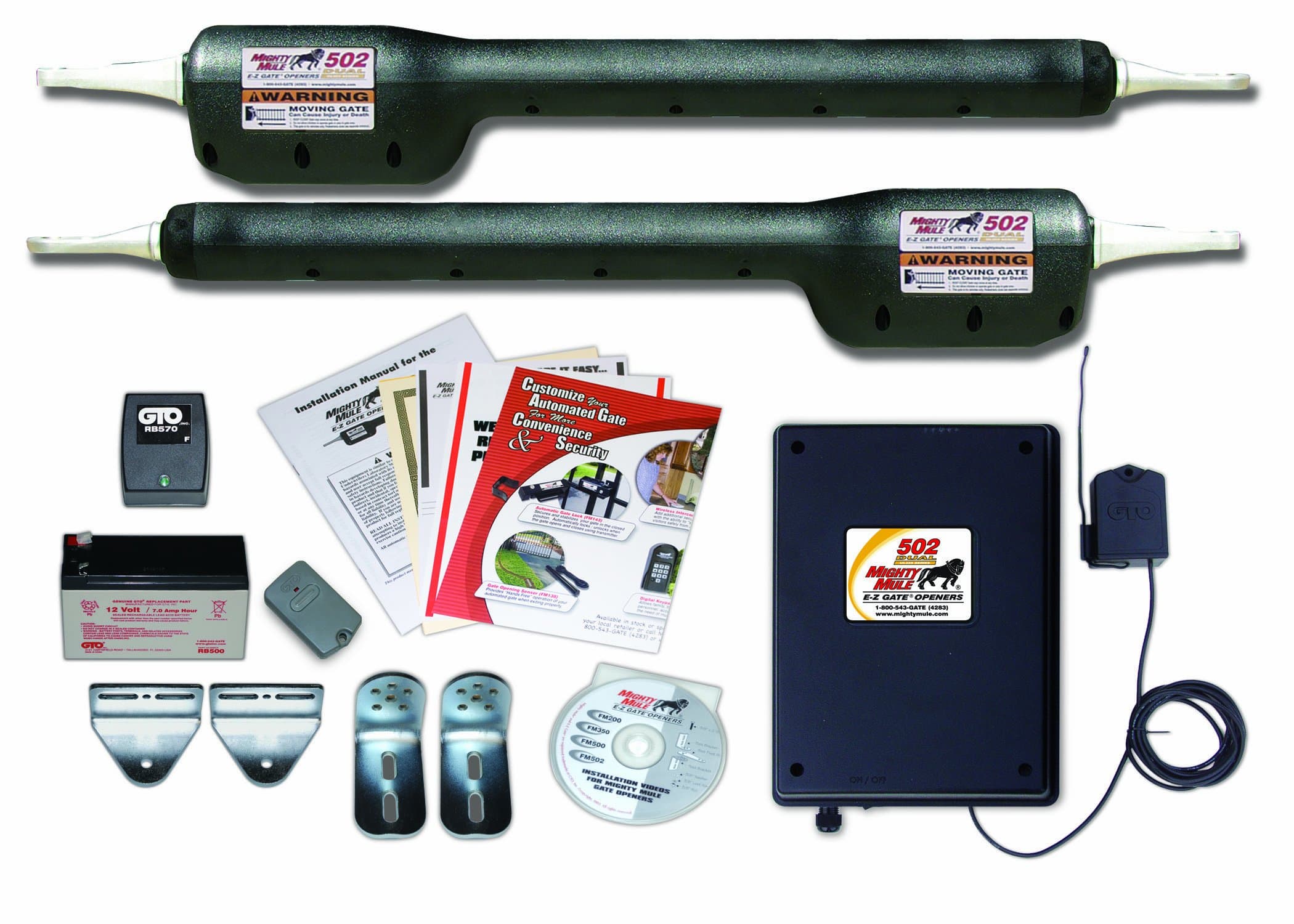 Mighty Mule Automatic Gate Opener for Heavy Duty Dual Swing Gates for 18 Feet Long or 850 Pounds per Leaf (FM502)