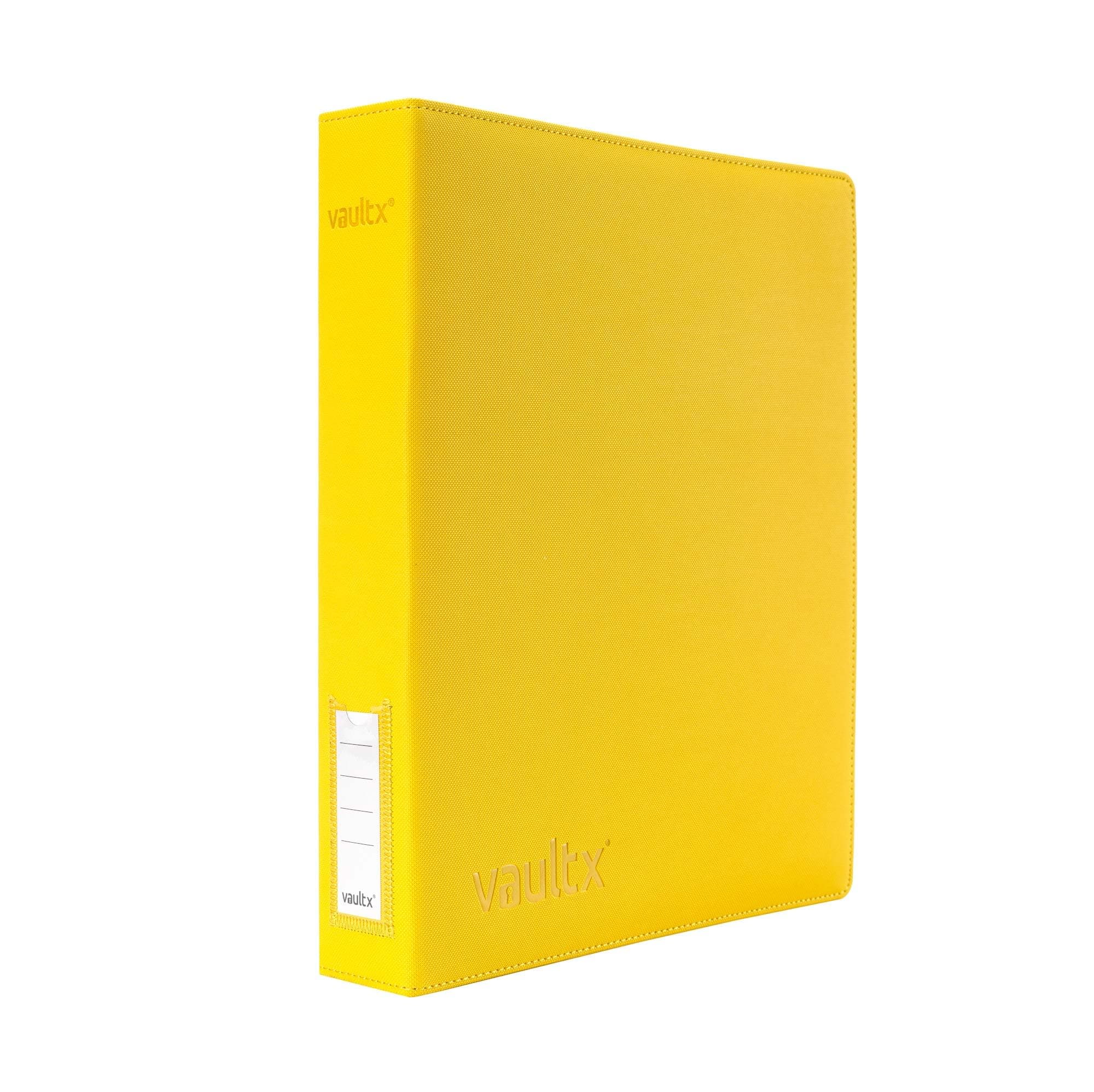 Vault X Trading Card 3 Ring Binder, fits 9 Pocket Pages, 540 Cards, Exo-Tec Material, Easy Open, D-Ring Clip Folder, Sports, TCG (Yellow, Slim)