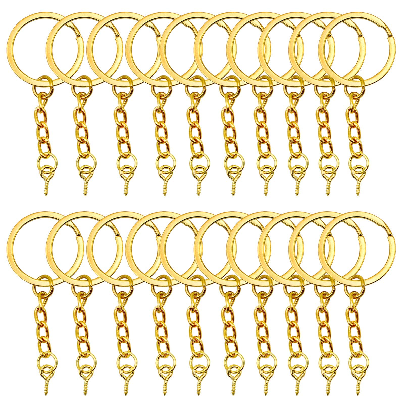 60 Pcs Golden Chain Split Metal Key Chains with Screw Eye Pin - Suitable for Pendants, Key Rings etc