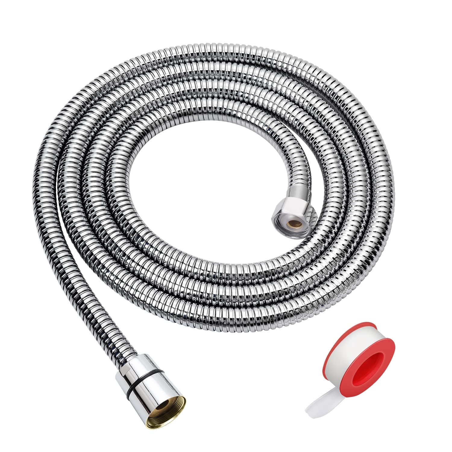 - Shower Hose Extra Long 90 Inches Brushed Chrome Handheld Shower Head Hose with Brass Insert and Nut - Lightweight and Flexible