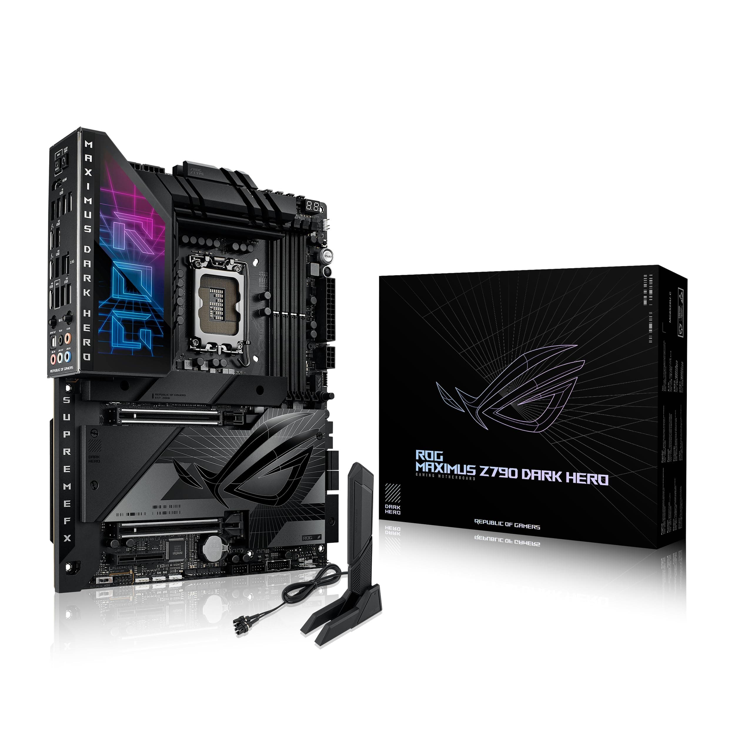 ASUS ROG Maximus Z790 Dark Hero (Intel 14th, 13th & 12th Gen) LGA 1700 ATX motherboard, 20+1+2 power stages, DDR5 slots, five M.2 slots, PCIe 5.0, Intel Wi-Fi 7, Thunderbolt 4 USB Type-C ports