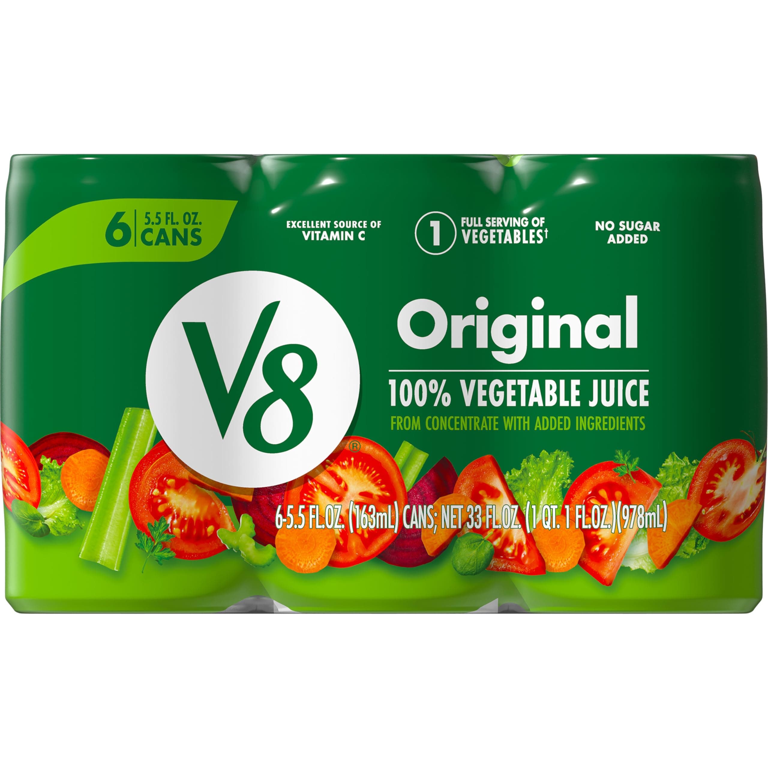 Campbell V8 Vegetable Juice, Original 5.2 fl oz (163 ml), 96 Cans