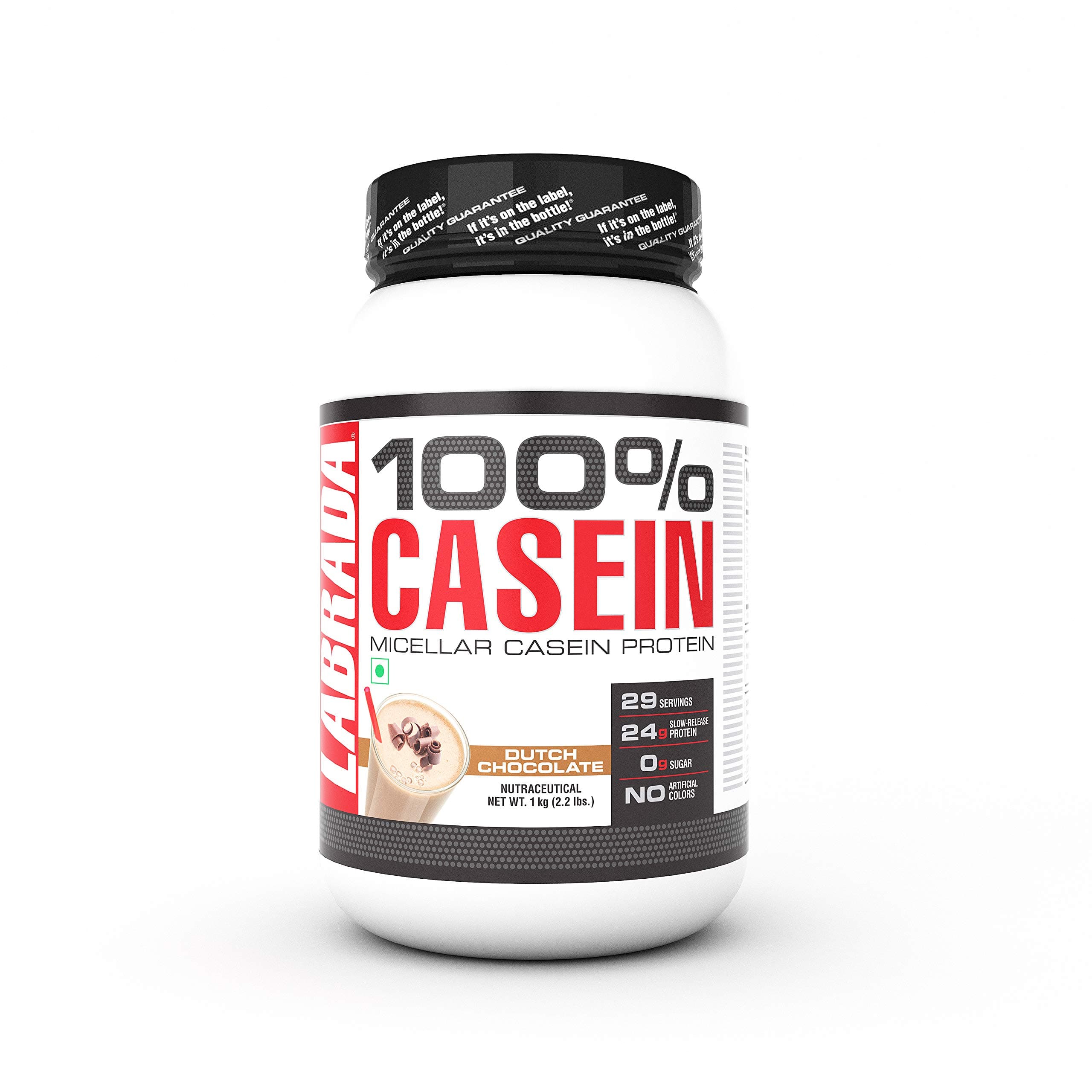 - Labrada 100% CASEIN Micellar Casein Protein (24g Slow-Release Protein, 0g Sugar, No Artificial Colors, 29 Servings) - 2.2 lbs (1kg) (Dutch Chocolate)