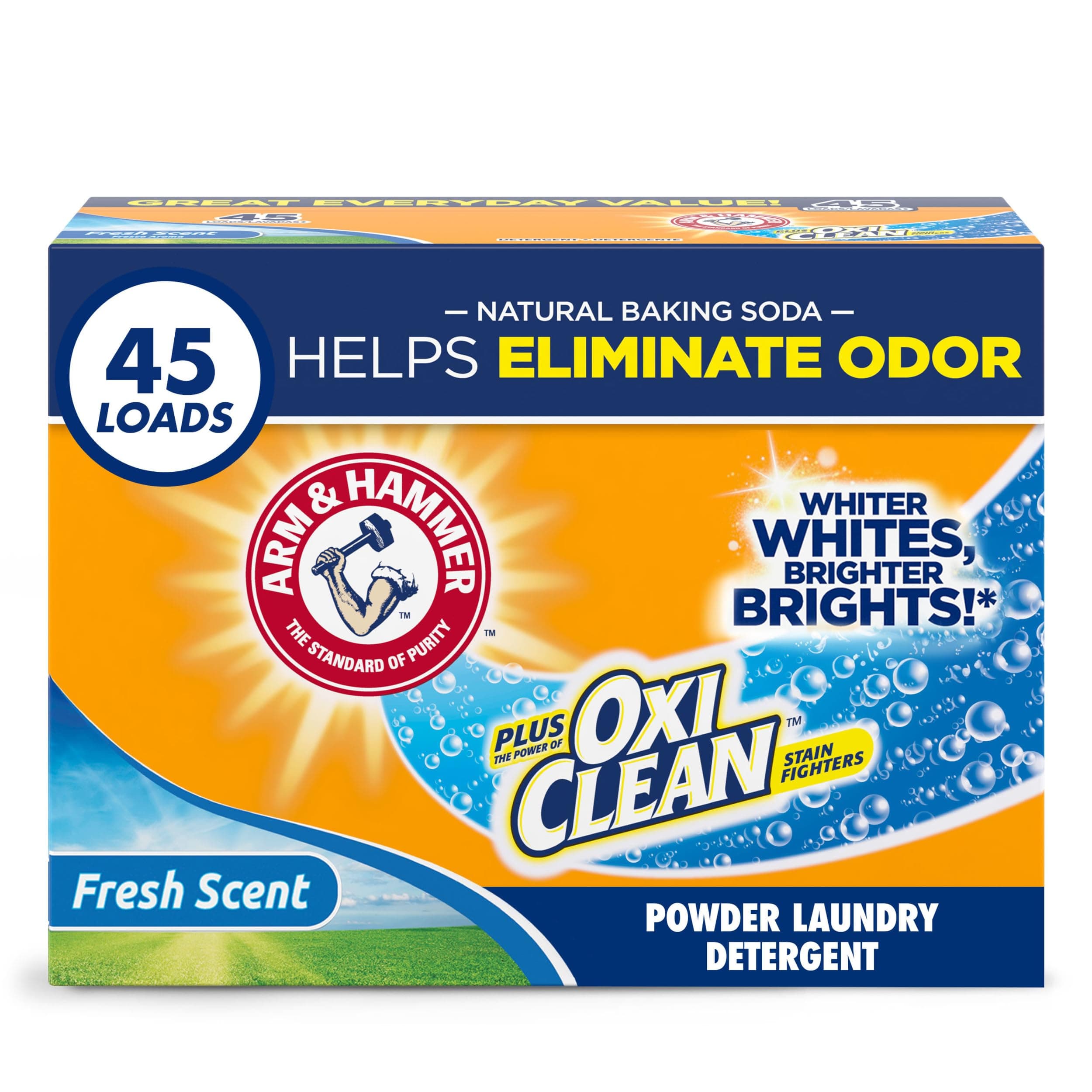 Plus OxiClean Powder Laundry Detergent, Fresh Scent, 45 Loads