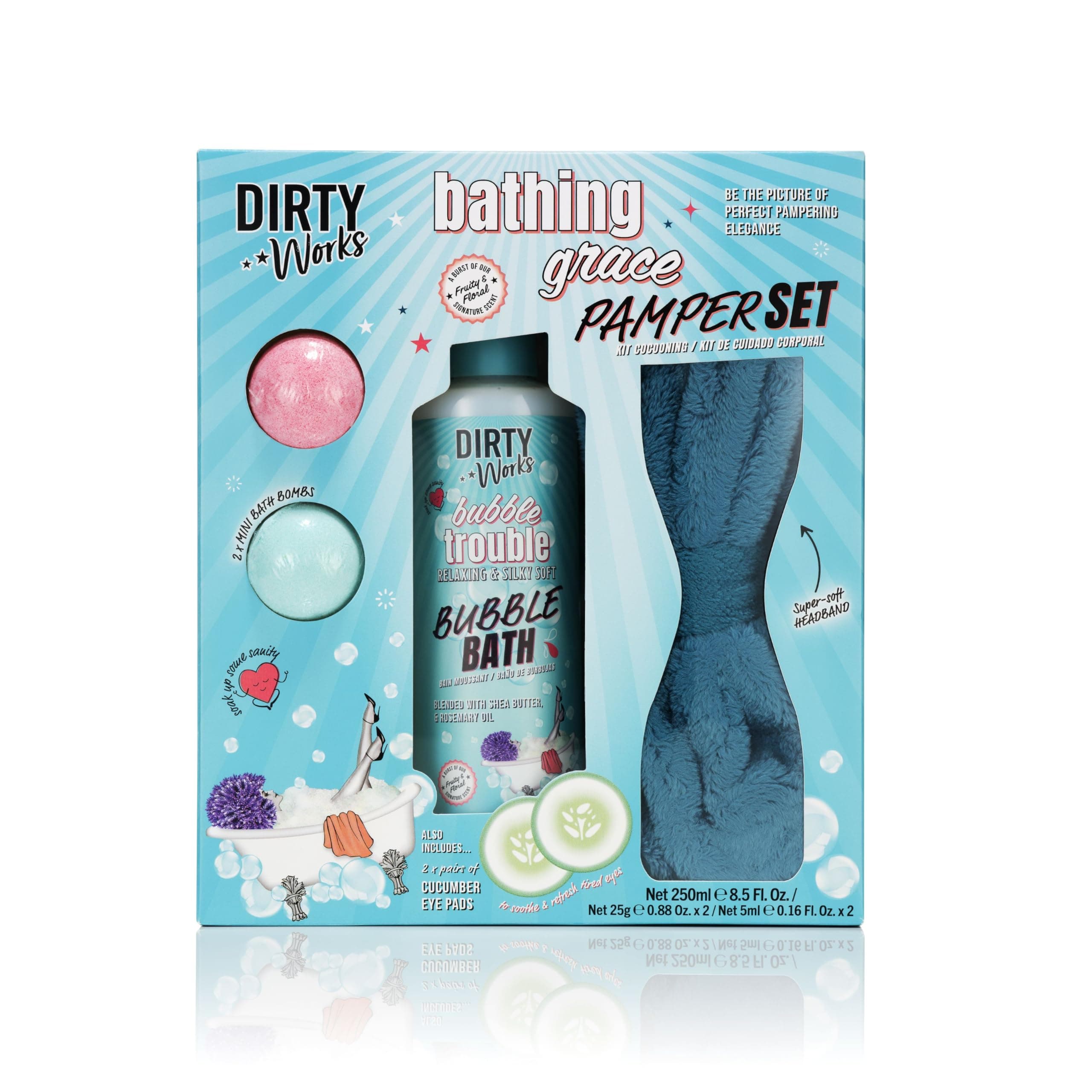 Dirty Works | Bathing Grace Pamper Set | Luxe Bath and Body Care | Gift Set | Relaxing and Indulgent Pampering