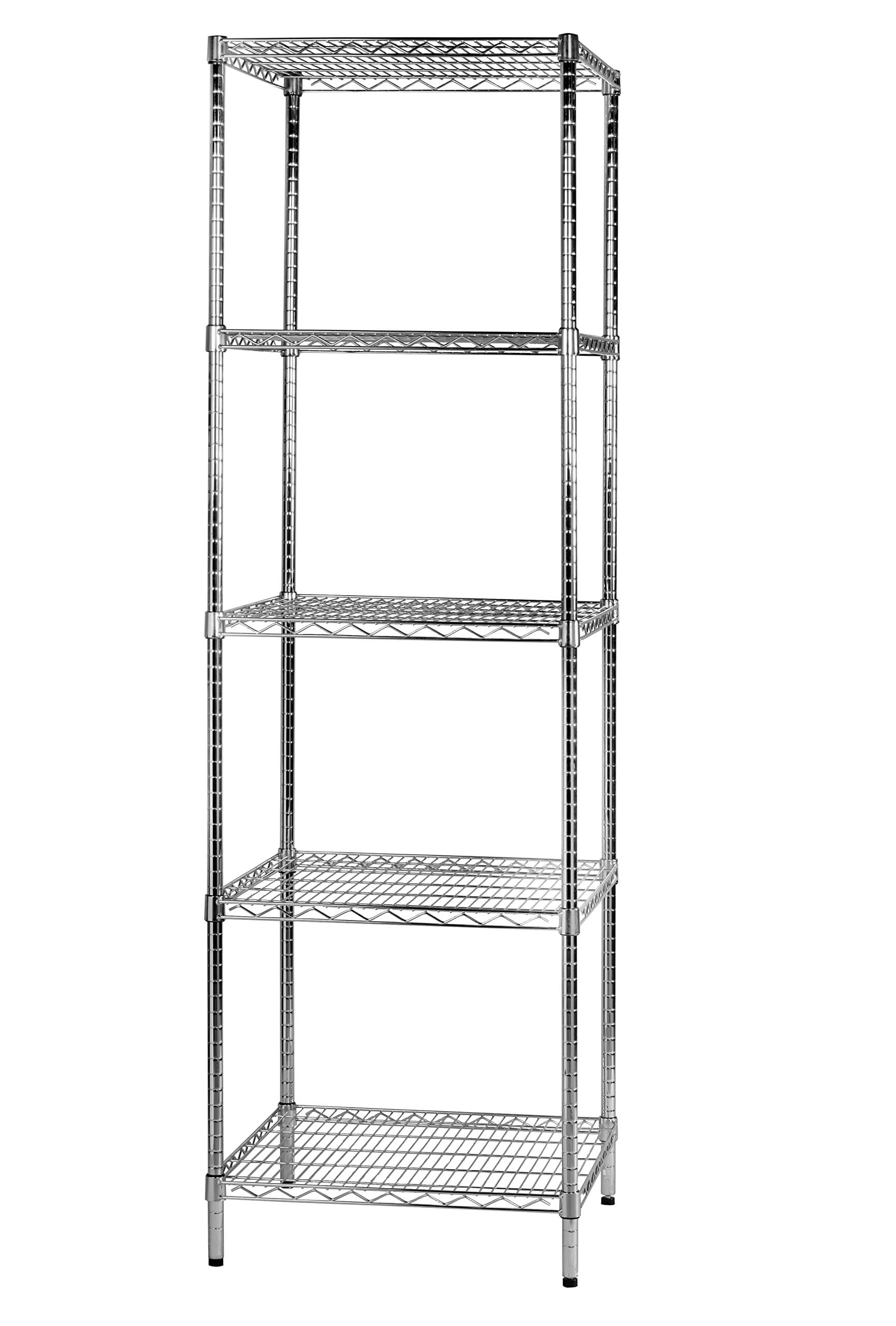 ARCHIMEDE System Modular Shelving Five Shelves, Metal, Chrome, 61 x 61 x 200 cm