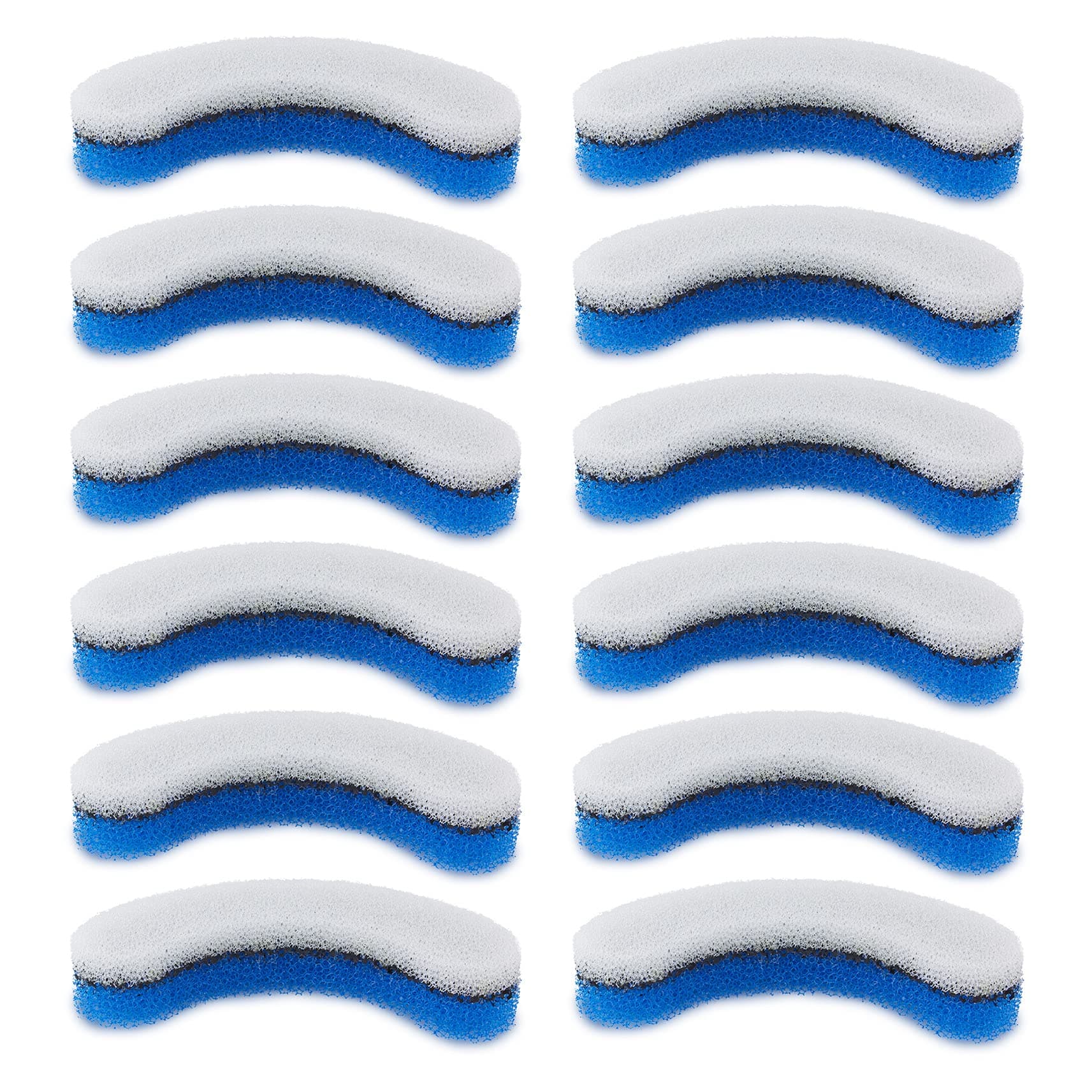 PET STANDARD Replacement Premium Water Filter for NPET WF050 Transparent Water Fountain. Arc-Shaped, Washable Fountain Filters with Triple Filtration System, Pack of 12