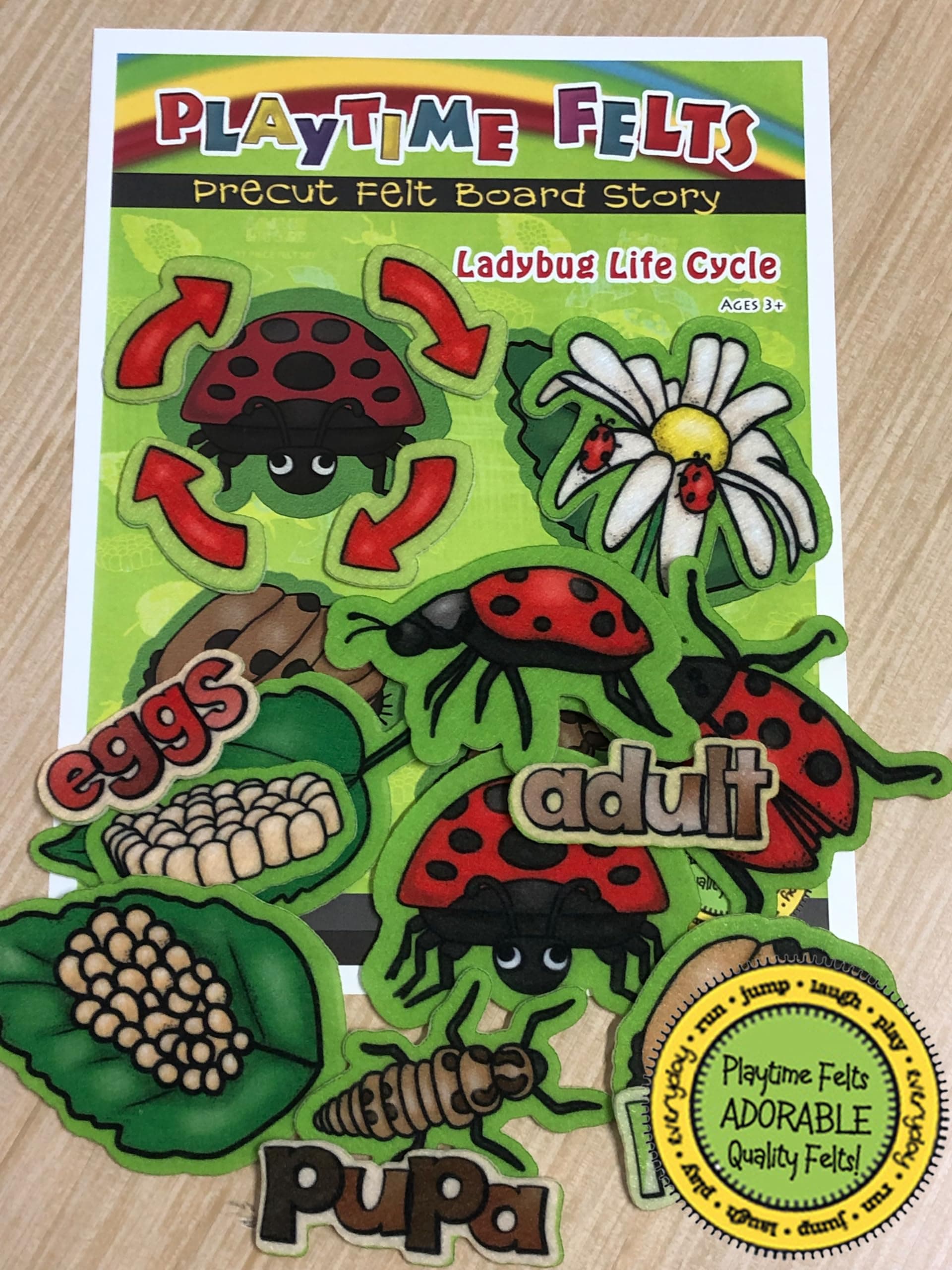 Ladybug Life Cycle Felt Set 13 Adorable Flannel Board Figures for Storytime Learning | PRECUT & Ready to Play Felt Story Characters