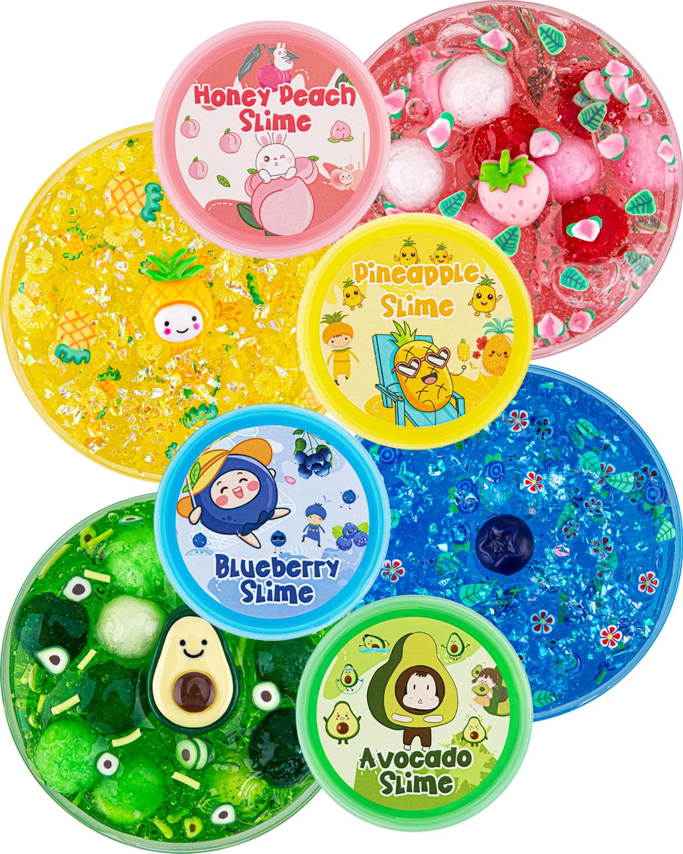 4 Pack Fruit Slime Kit, 400 mL Clear Slime for Kids, Glitter Crunchy Slime Pack, Slime Sensory Toys for Girls and Boys Ages 8-12, Slime Party Favors Holiday Birthday Easter Hallowmas Gift