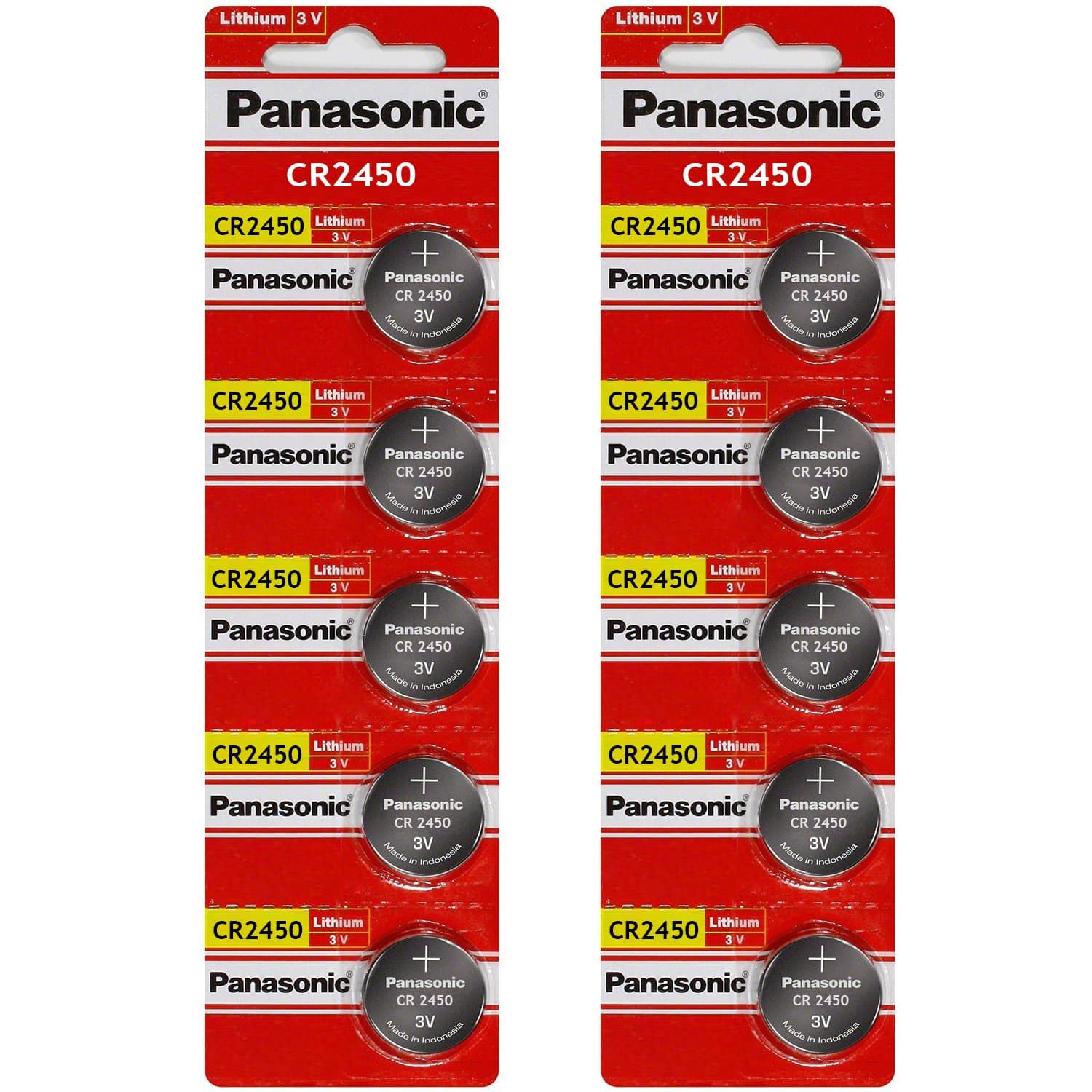 Panasonic Cr2450 3V Coin Lithium Battery, 10 Pieces