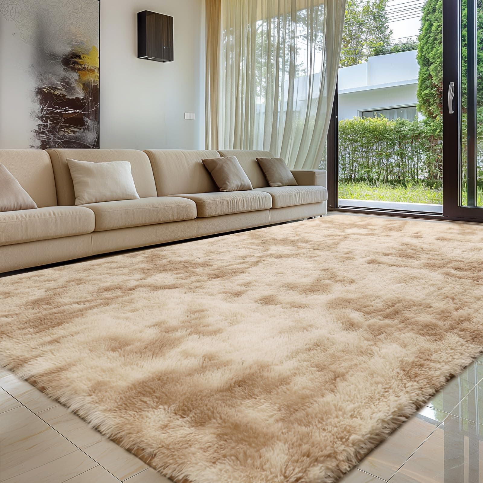 Sour Lemon Fluffy Rug Modern Washable Non-Slip Extra Large 160 x 230 cm for Bedroom Living Room