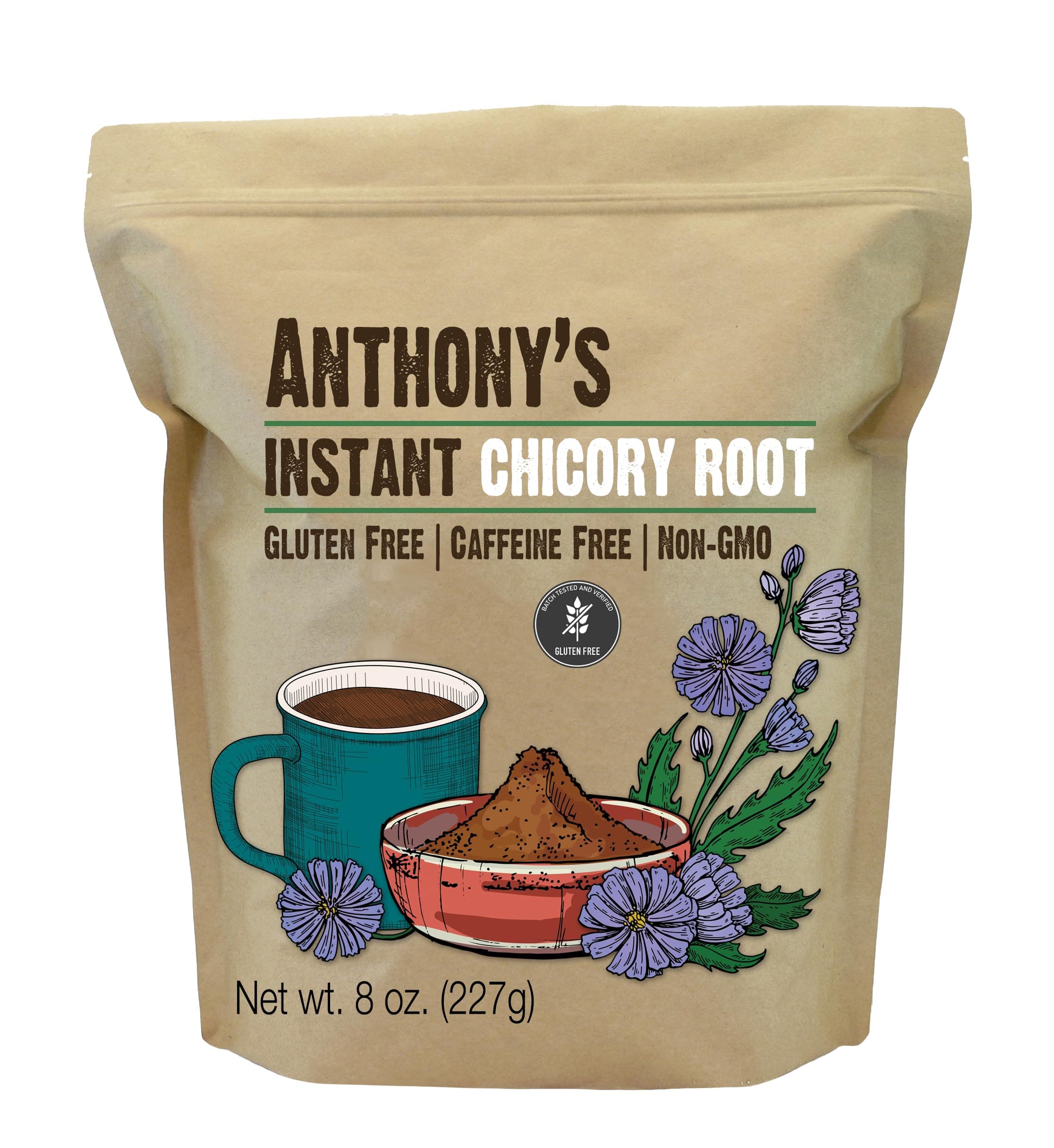 Anthony's Instant Chicory Root, 8 oz, Gluten Free, Caffeine Free, Non GMO, Coffee Alternative