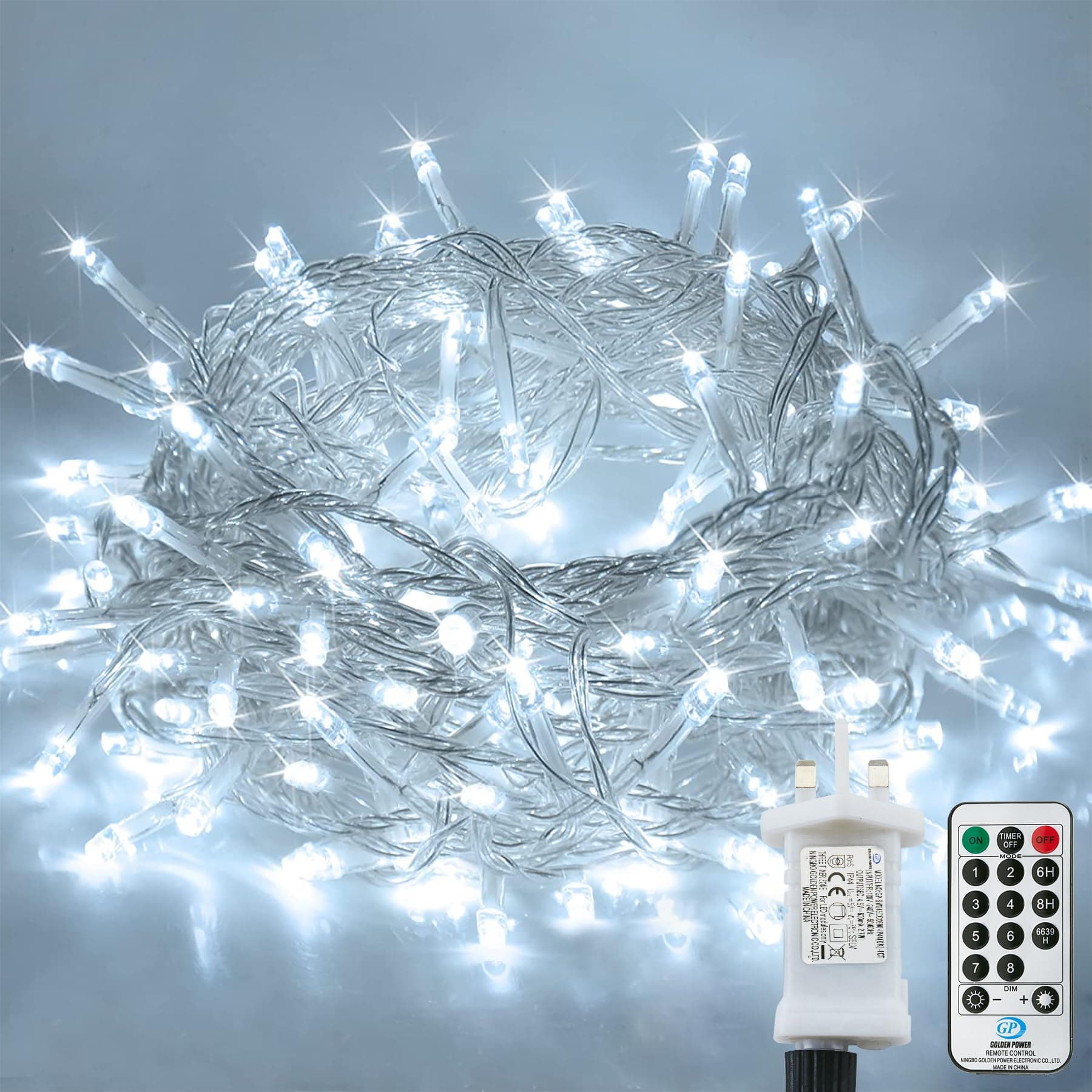 String Lights Mains Powered,120LED 15M/49ft Fairy Lights Plug in,8 Modes Remote Control Garden Lights Waterproof, Indoor/Outdoor for Bedroom,Wedding,Party,Christmas Decorations(Cold White)