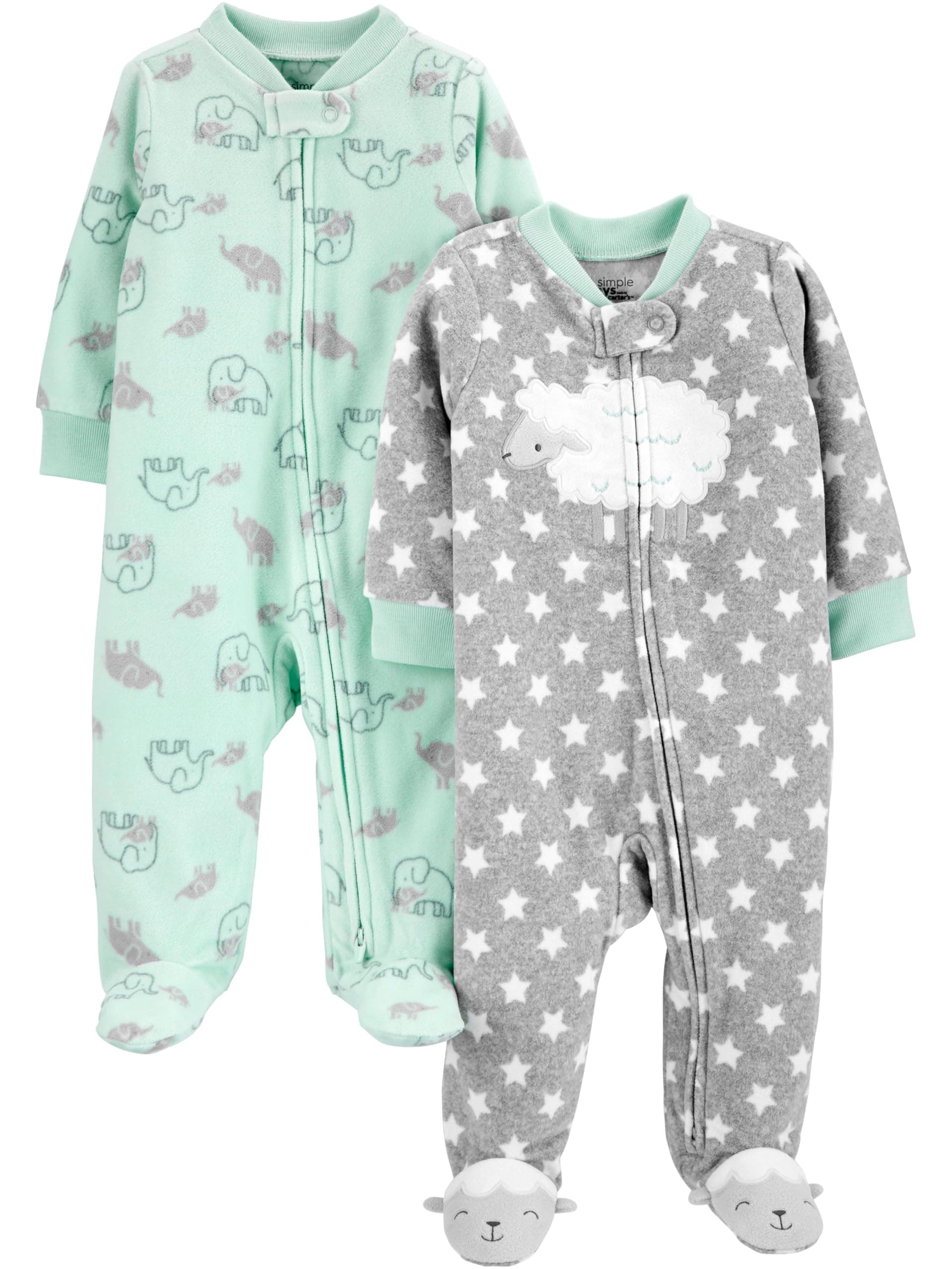 Simple Joys by Carter's unisex-baby 2-pack Neutral Fleece Footed Sleep and Play