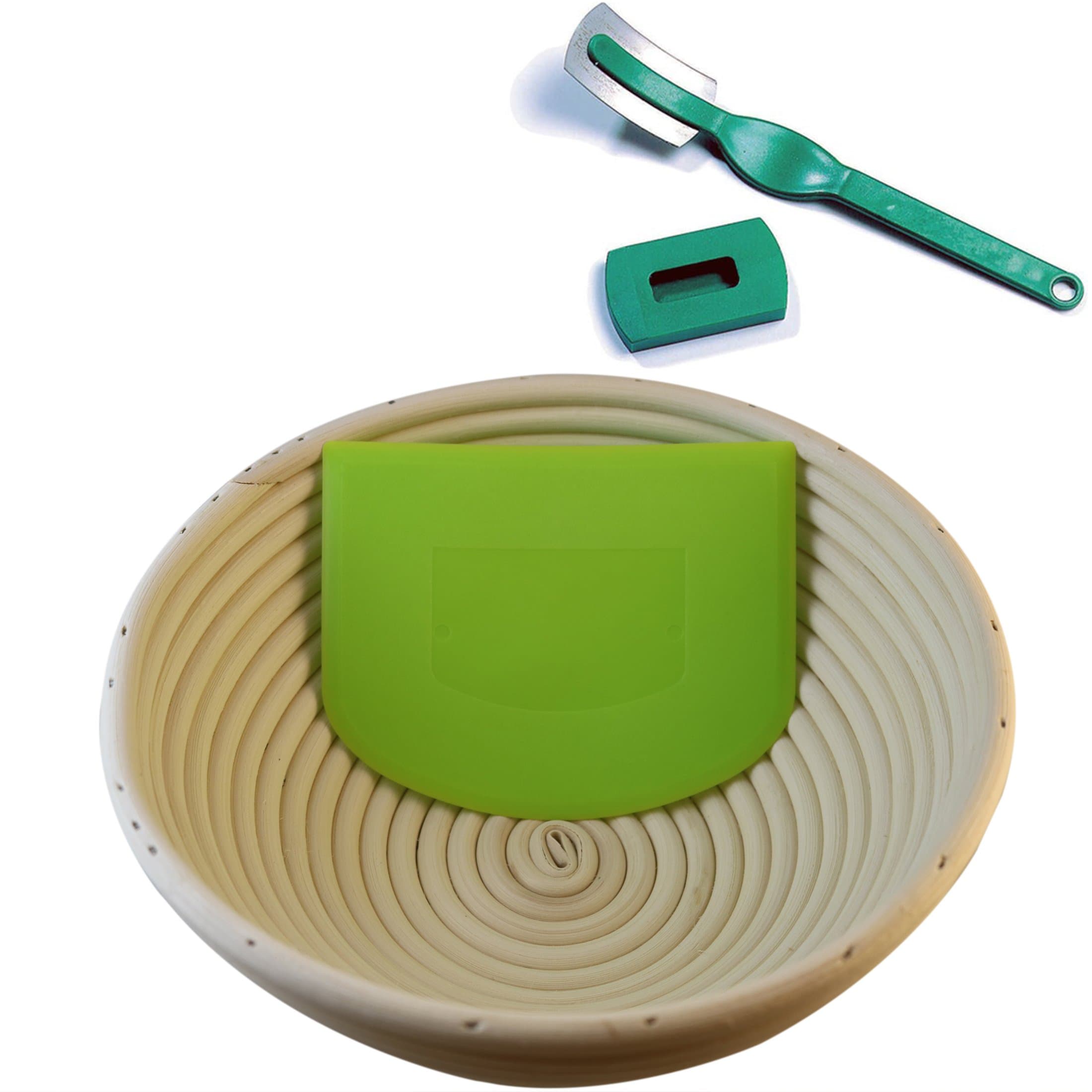 Banneton Proofing Basket 8" | Natural Elasticated Linen Banneton Liner | Ergonomical Designed Dough Scraper | Dough Scoring Lame | Charles Good Food