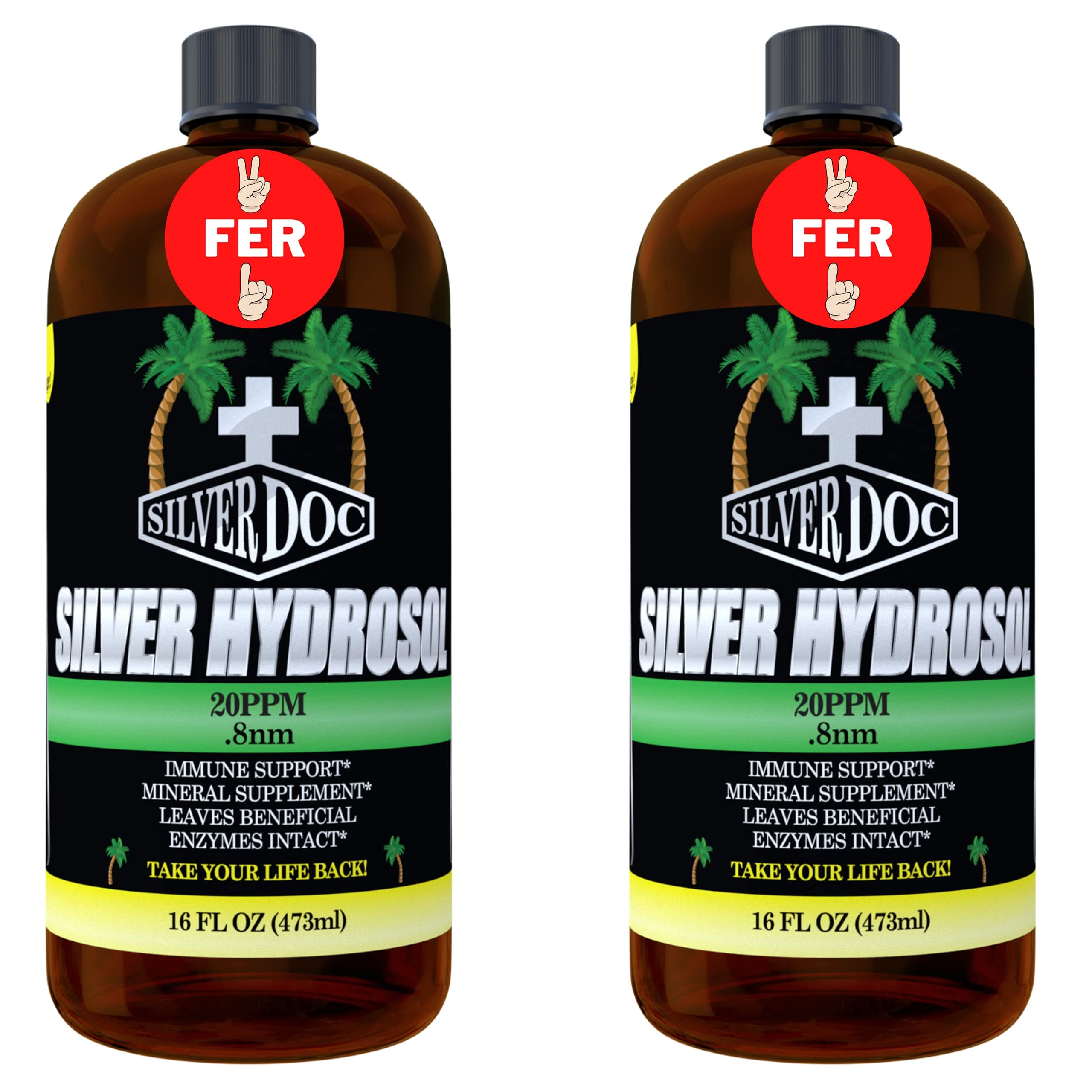 32 oz Total, Silver Doc Silver Hydrosol, Natural Alternative for Unwanted Microorganisms, More Effective Than Any Colloidal Product
