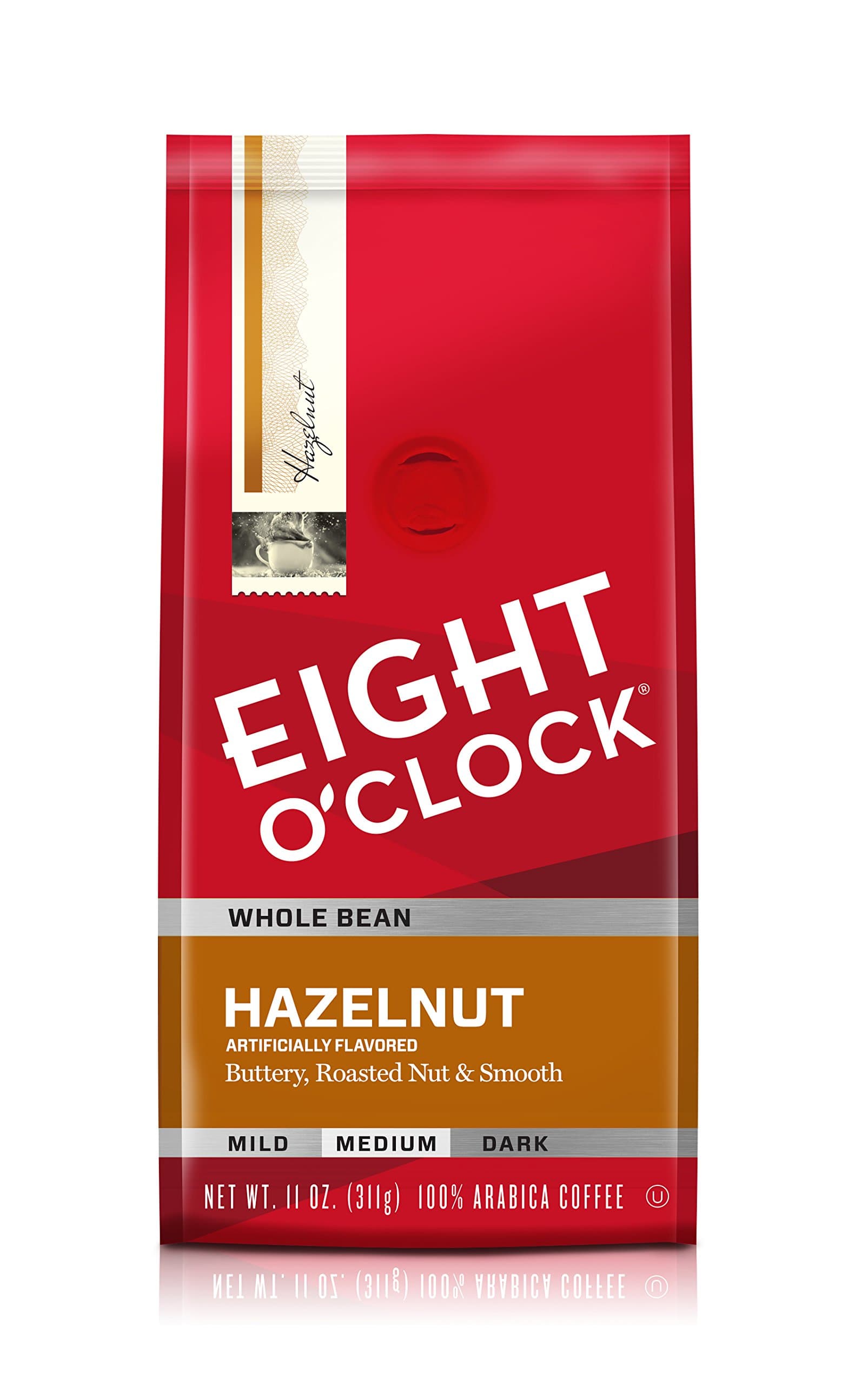 Eight O'Clock Coffee, Hazelnut Whole Bean, 11-Ounce Bags (Pack of 4)