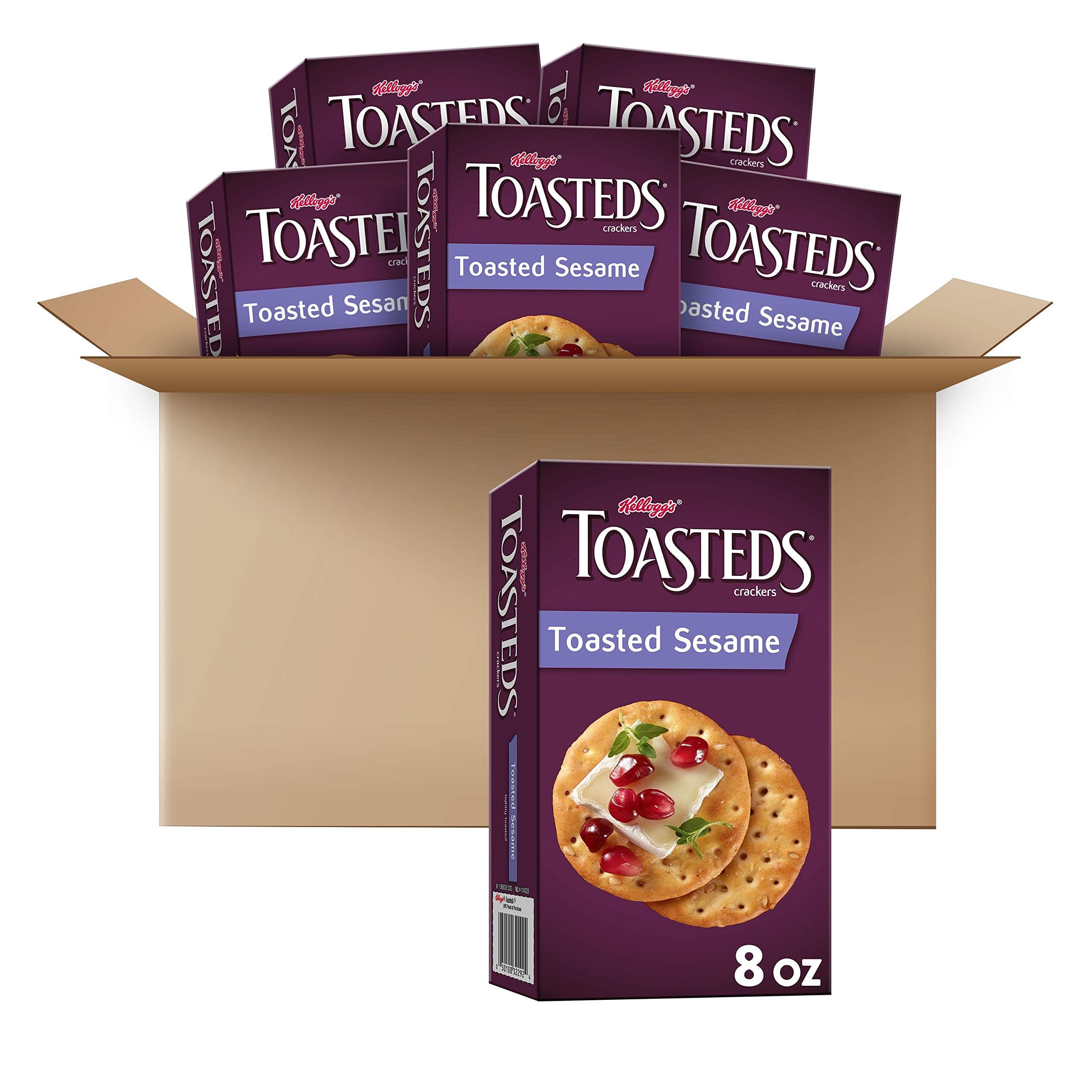 Toasteds Crackers, Toasted Sesame, Ready to Dip Snacks, 48oz Case (6 Count)