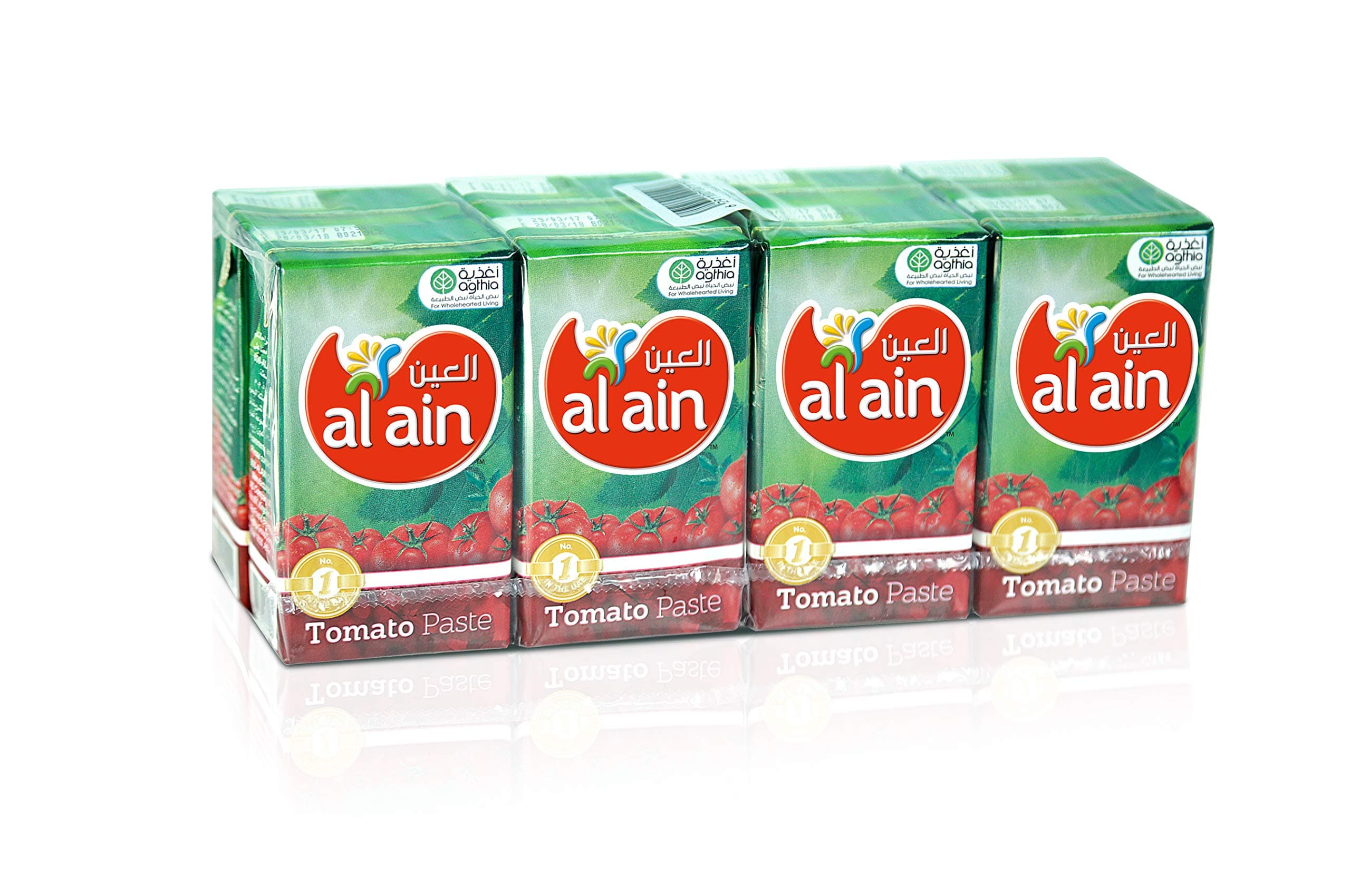 Al Ain Tomato Paste tetra Pack, Pack of 8x135g, Rich Tomato Texture, Made from Ripe Tomatoes, Use for Pizza Sauce or Pasta Sauce and More