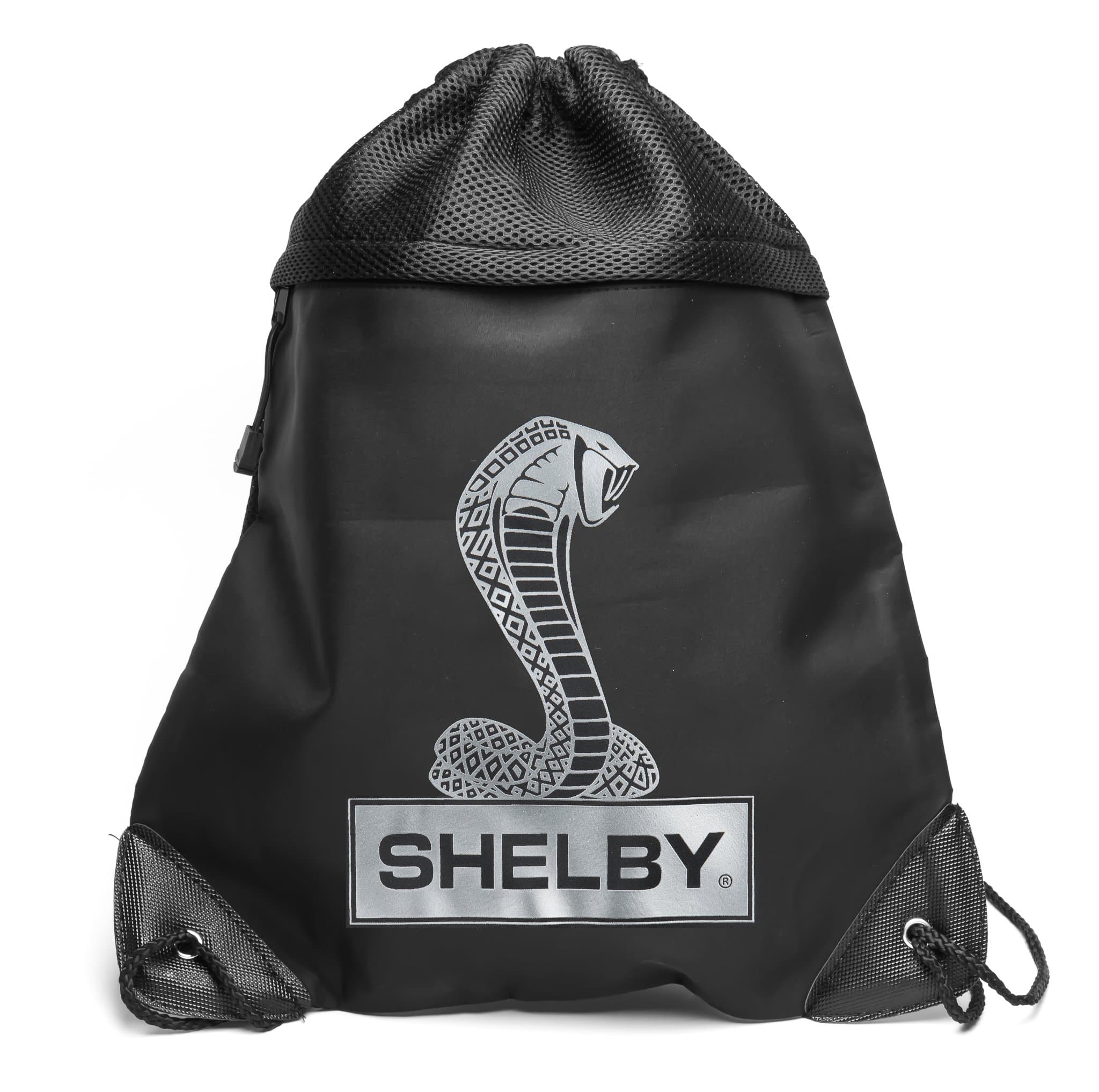 Carroll Shelby Snake Logo Drawstring Bag | Micro Fiber Front | Tri Mesh Back | Measures 14 3/4 Inches Wide x 18 1/2 Inches High