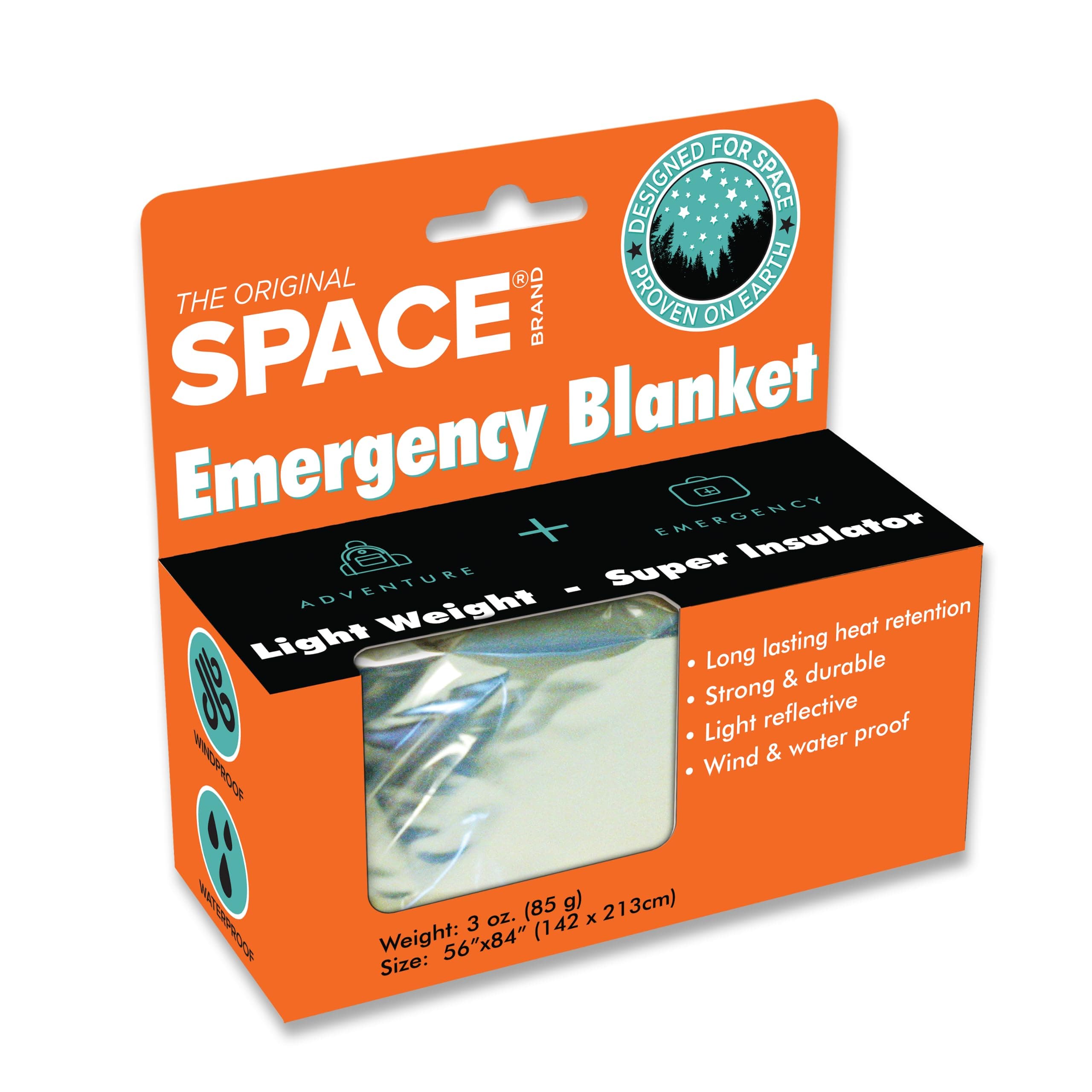 Grabber Outdoors The Original Space Brand Emergency Survival Blanket, Silver, 3oz. 56" X 84"