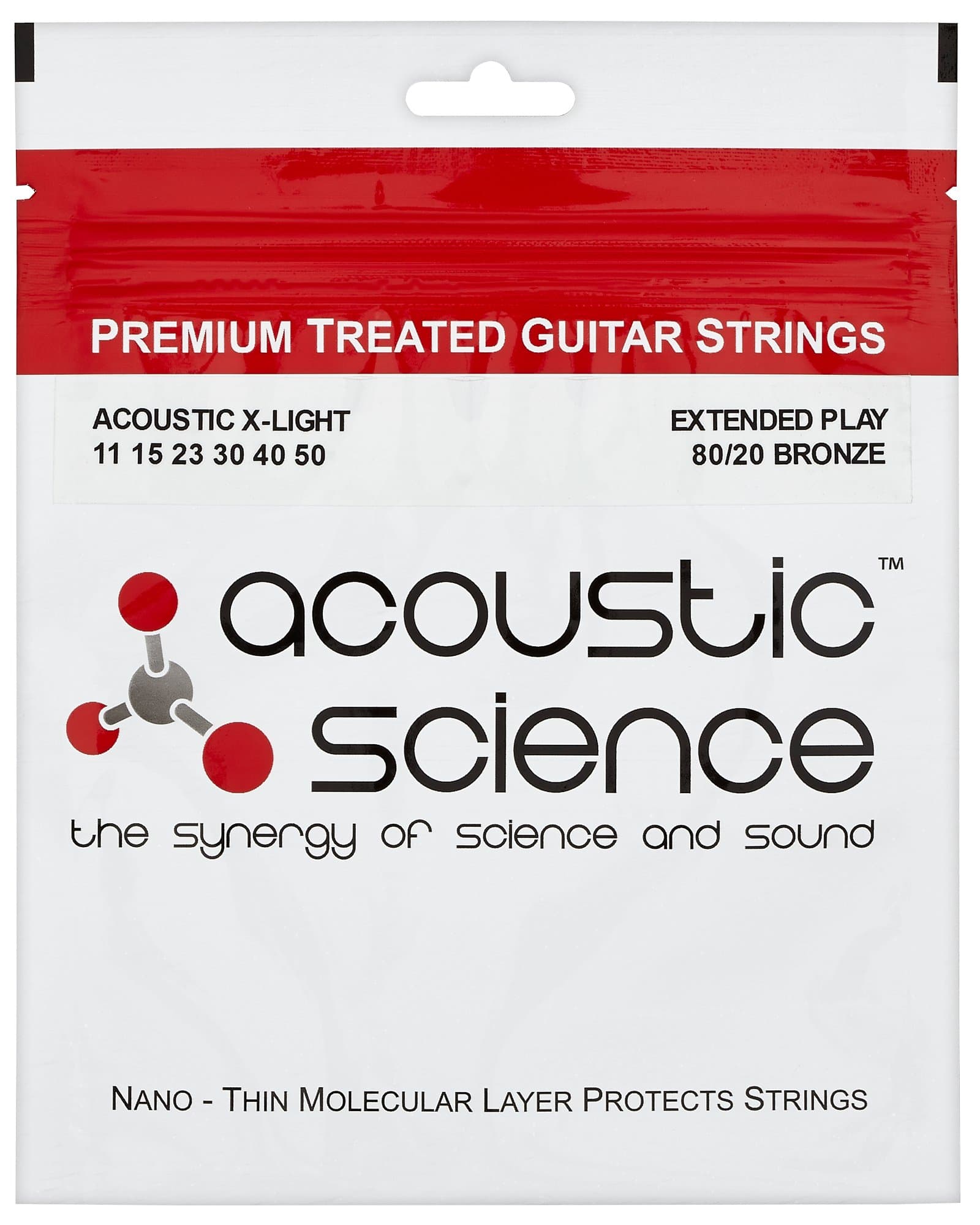 Acoustic Science 80/20 11's Premium Treated Guitar Strings 80/20 11-50 Nanothin Molecular Layer Protects Strings