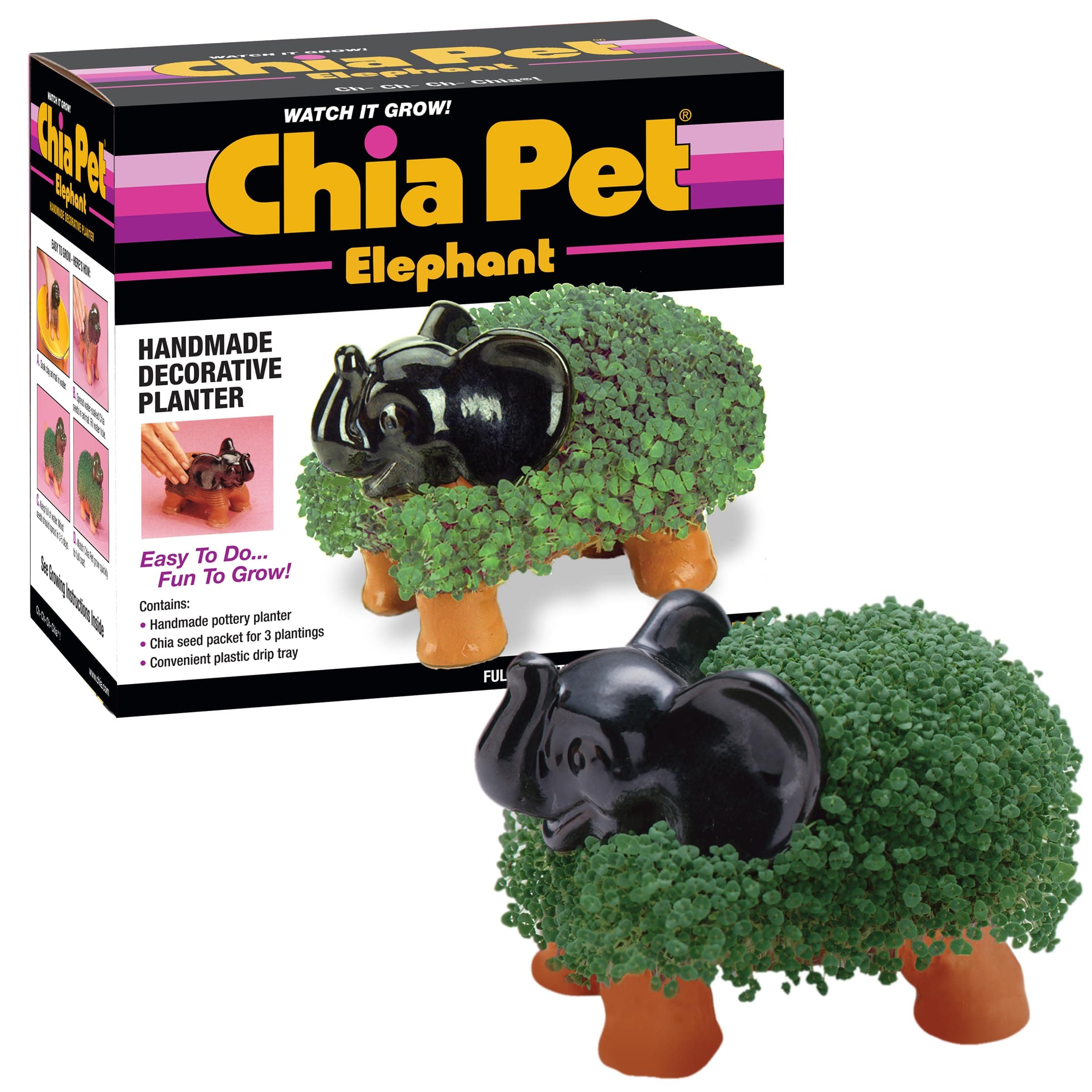 Pet Elephant with Seed Pack, Decorative Pottery Planter, Easy to Do and Fun to Grow, Novelty Gift, Perfect for Any Occasion