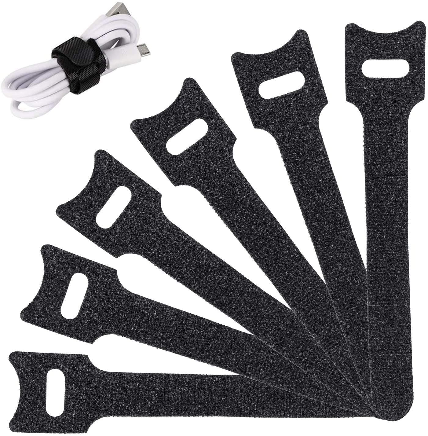Aeoss 30 Pcs Reusable Cable Ties Management Straps - 6 Inch Strong &Microfiber fastening cloth, Adjustable Fastener Cable Strap Hook and Loop Cord Ties