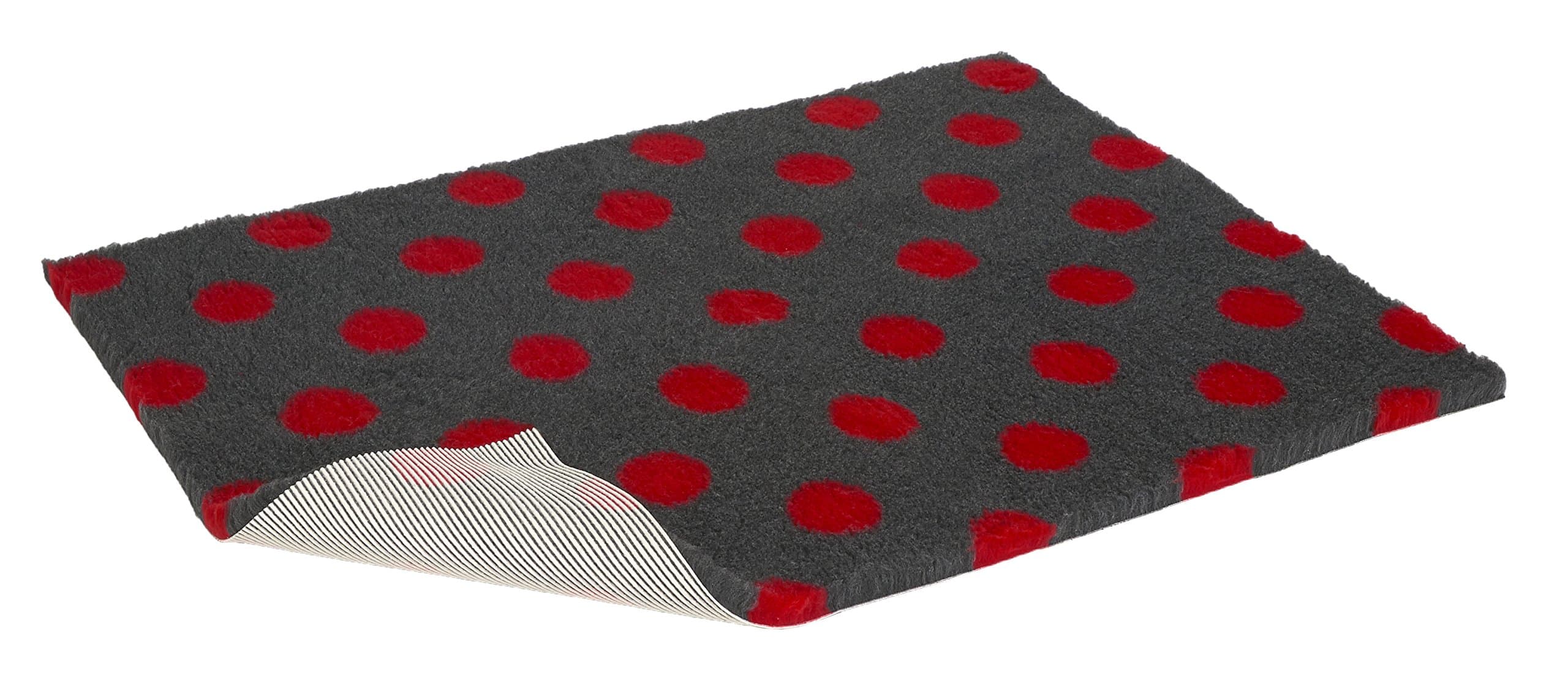 VetbedNon-Slip Bed with Red Polka Dot, Medium, Charcoal Grey