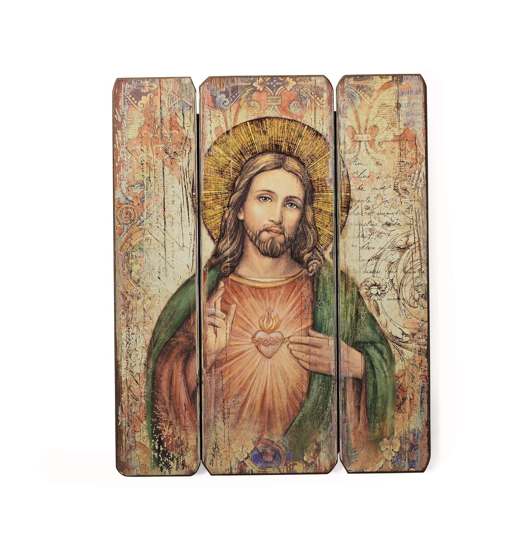 Joseph's Studio by Roman, 15" H Sacred Heart of Jesus Decorative Wall Panel, Courageous Panels Collection, MDF Religious Wall Art