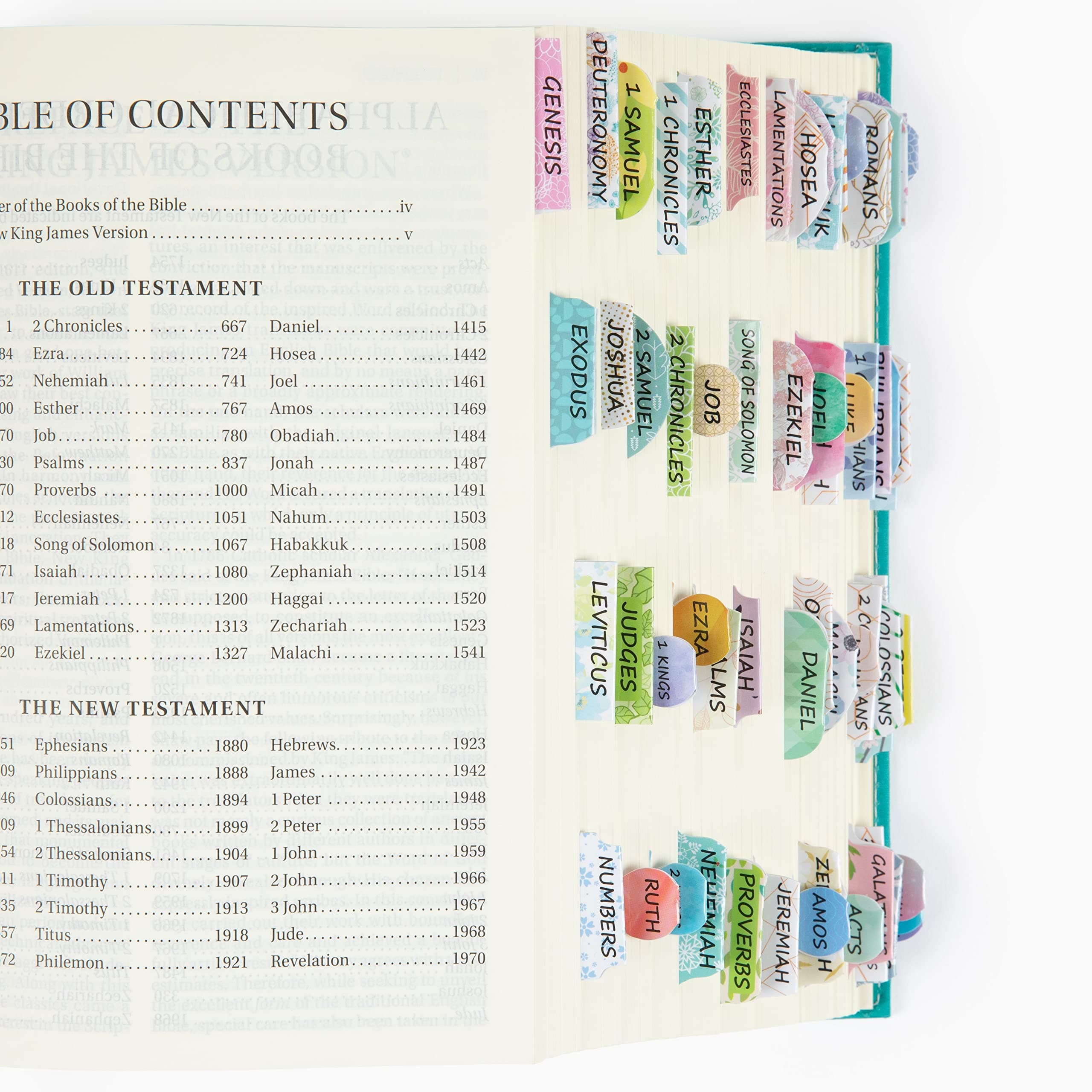 Bible Tabs, 72 Tabs (66 Books, 6 Blanks), High Gloss Paper, Bible Journaling Supplies, Bible Tabs Old and New Testament, Bible Tabs for Women, Bible Tabs for Journaling Bible, Bible Book Tabs