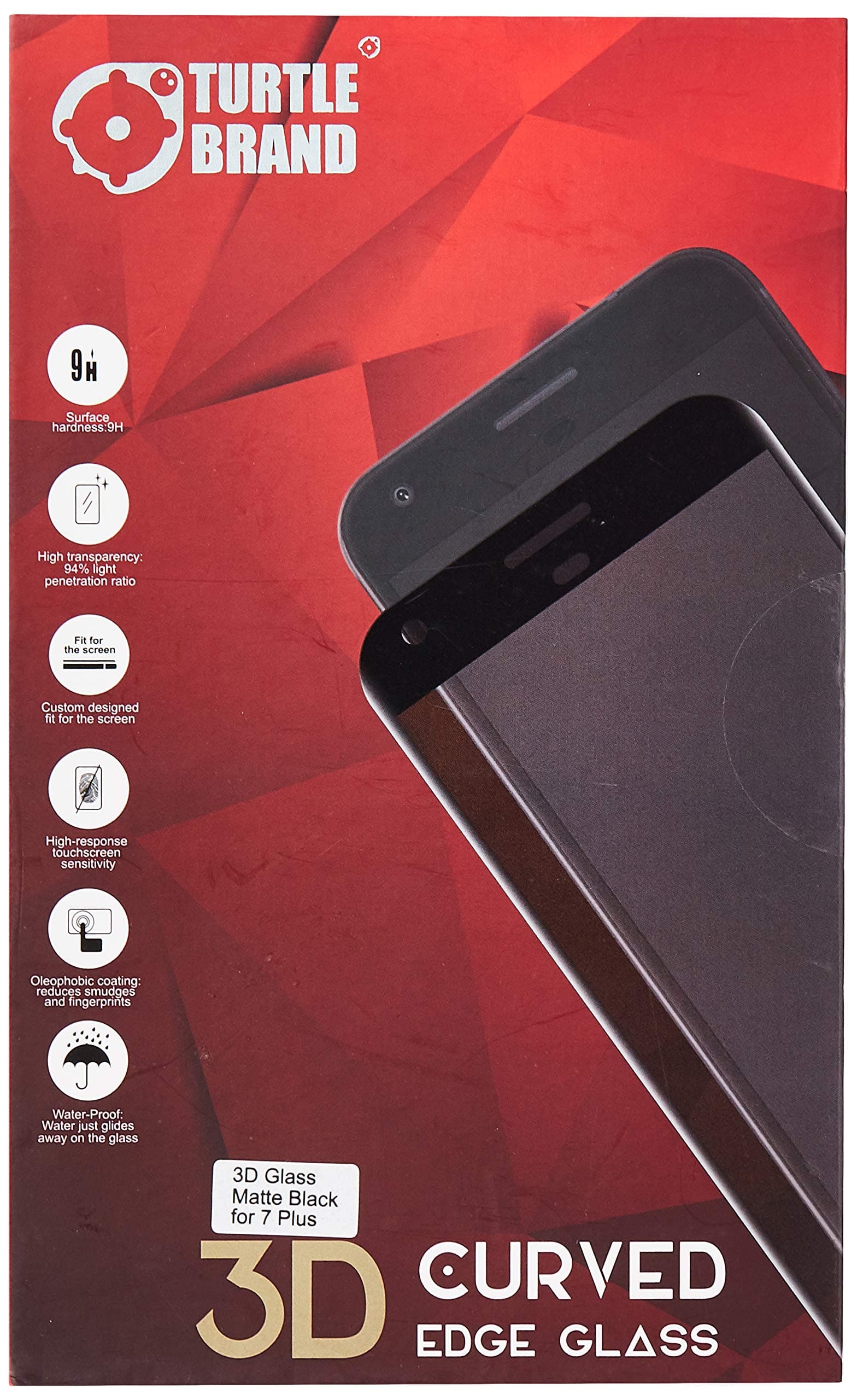 Turtle Brand TB-I7P-M/BK Screen Guard for iPhone 7 Plus - 3D Carbon Fiber - Matte Black