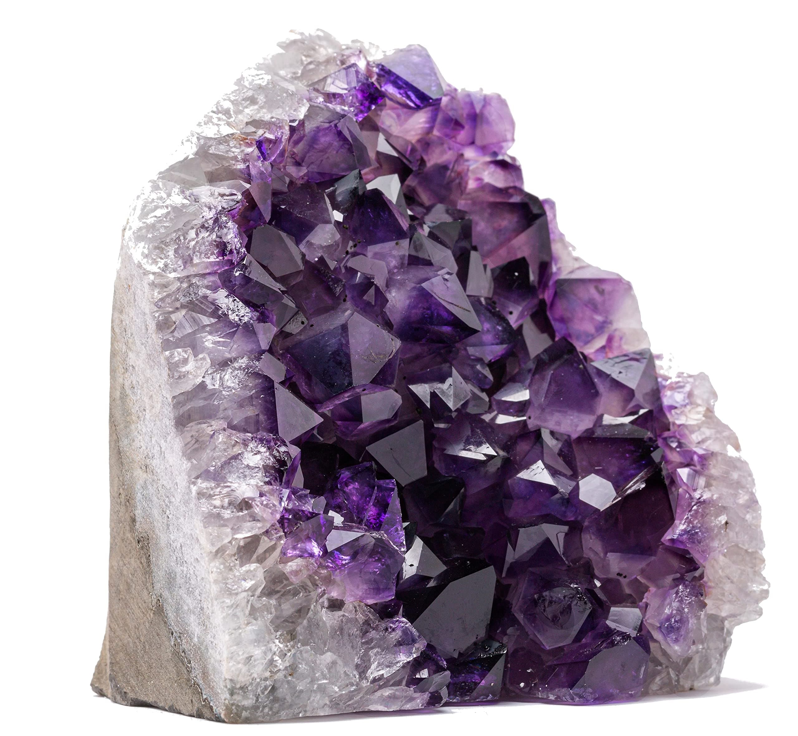 Natural Amethyst (1 lb to 1.5 lb) - 3.5" to 6" Height - Crystal Clusters Stone from Uruguay Raw Geode Quartz - Deep Purple Color
