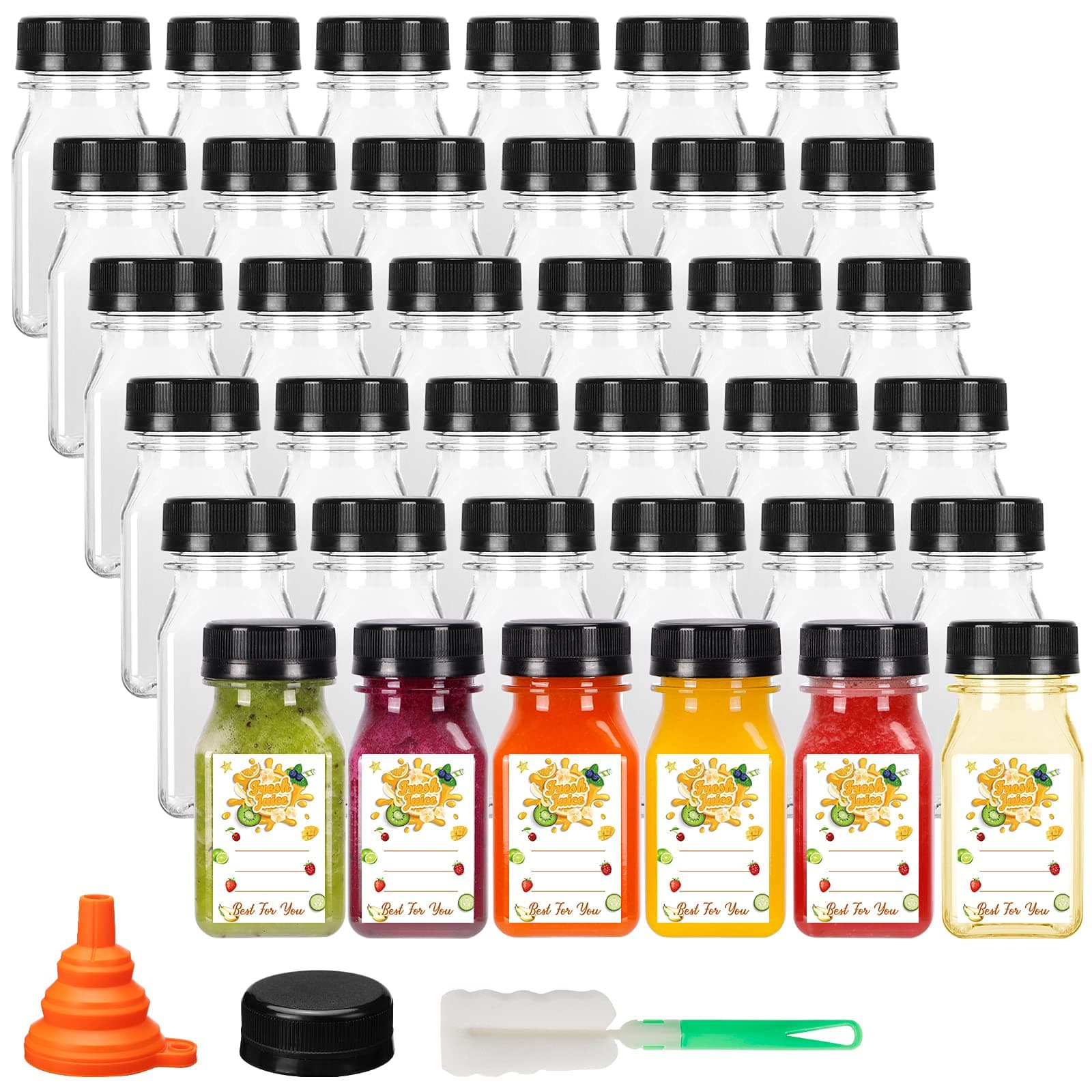 36pcs 4oz Plastic Juice Bottles with Caps