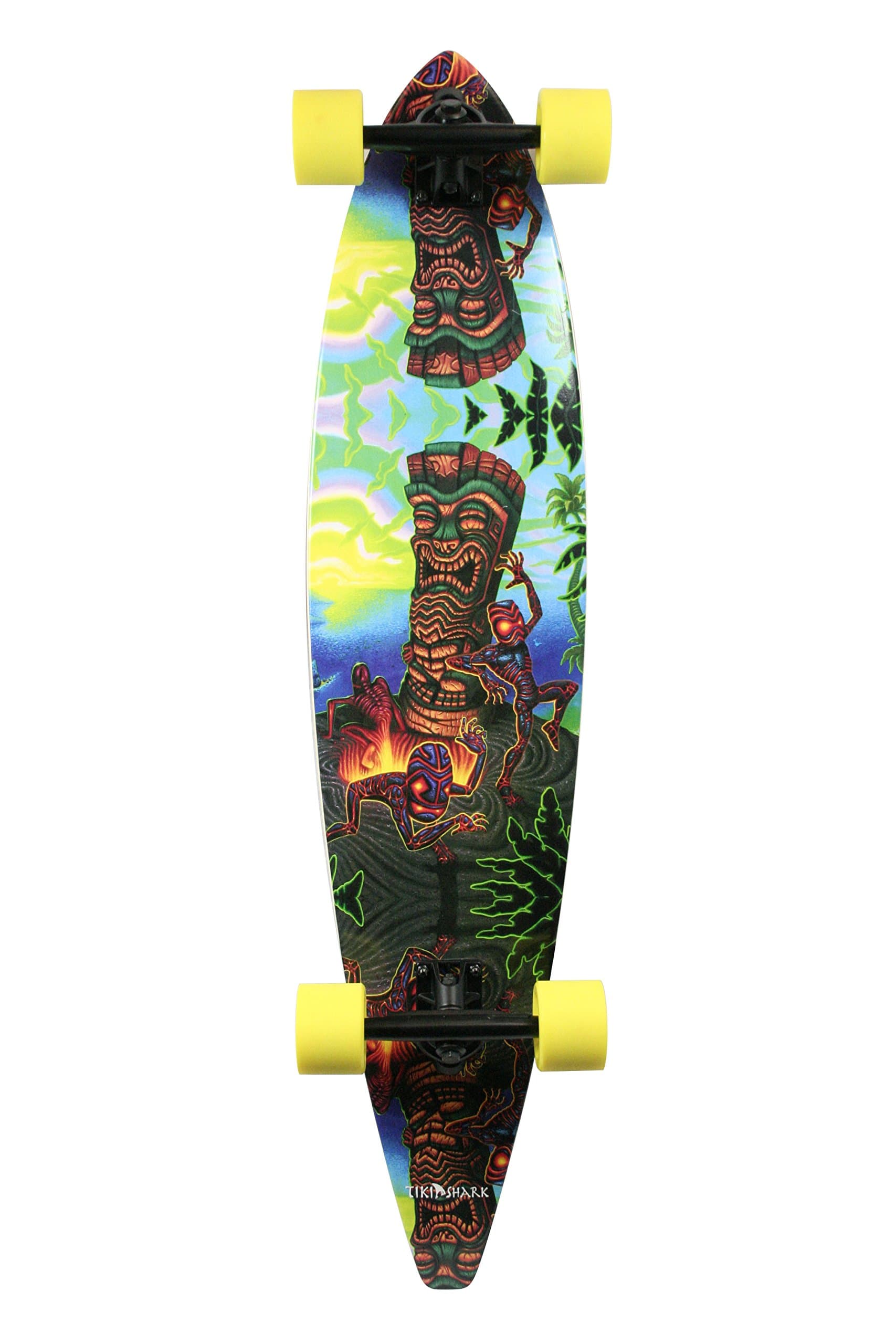 "Tikis at Night" Pintail Longboard Skateboard, 40"