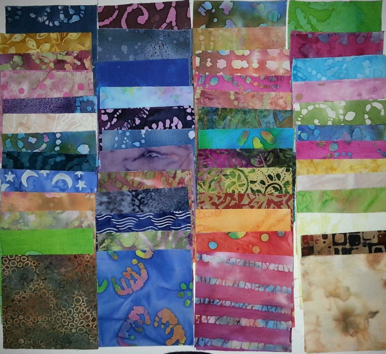 Lot 100pcs Batik Quilt Blocks, Cotton Fabric Layer Cake Pack, 4" Squares