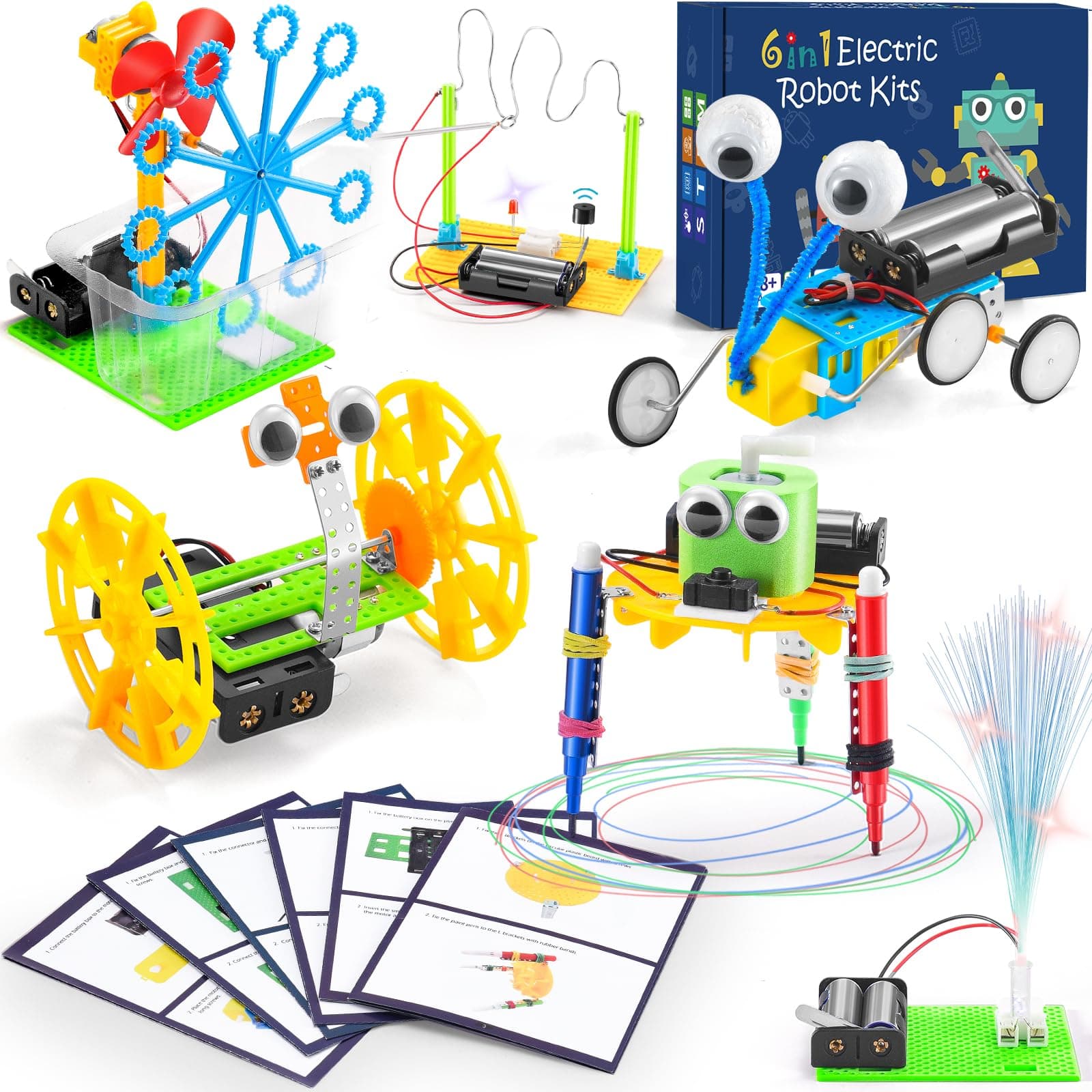 WESAYEE STEM Robotic Kits, Science Experiments Robot Building Kit for Kids 5-7 8-12, Electronic Engineering Projects for Girls, DIY Coding Robots for Boys to Build, Gifts Summer Activities Outdoor Toy