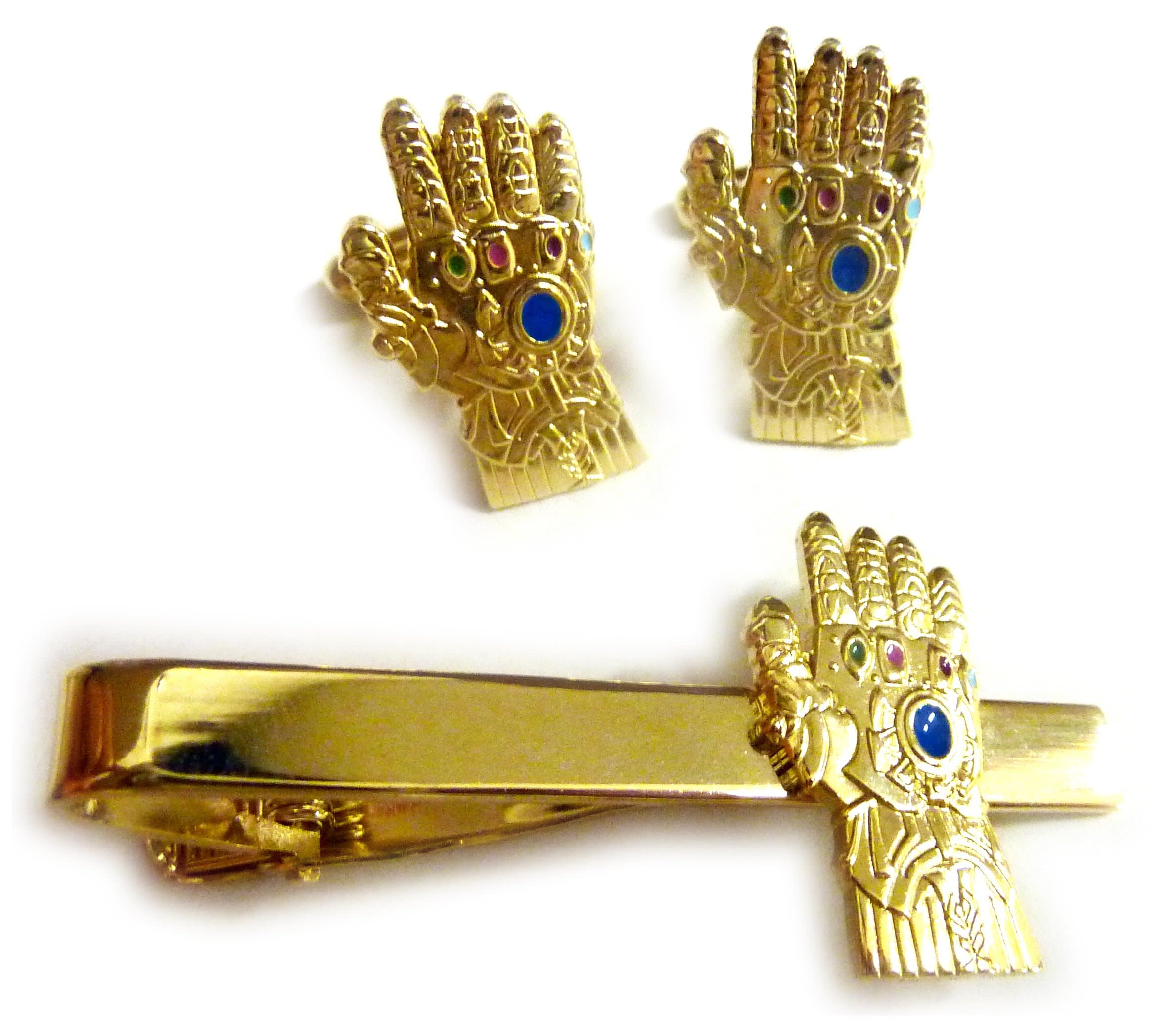 Comic Book Collectibles Infinity Gauntlet Thanos Avengers Thor Artifact TIE BAR Clip Cufflinks Set