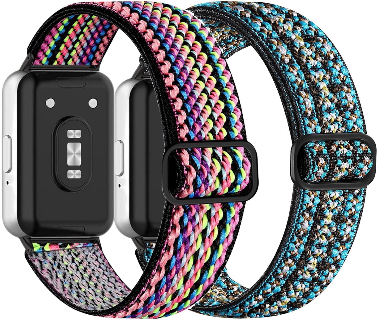 Nigaee 2 Pack Nylon Straps Compatible for Samsung Galaxy Fit 3 Strap, Stretchy Adjustable Fabric Breathable Replacement Straps Compatible with Samsung Galaxy Fit 3