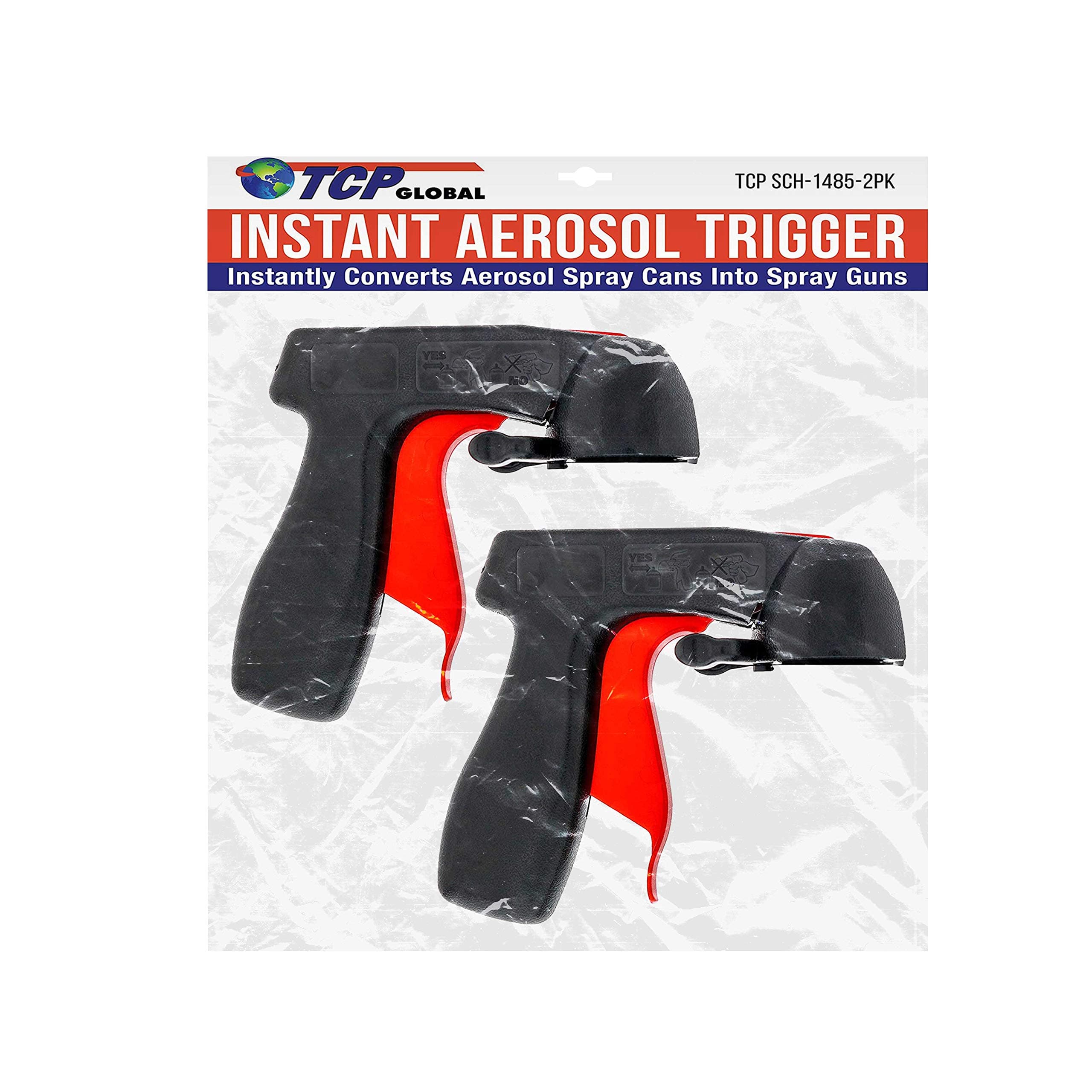 Instant Aerosol Trigger Handle (Pack of 2), Instantly Converts Spray Cans into Spray Guns - Full Hand Grip, Reusable, Easy to Clip-On & Off - Universal Fit, Use on Spray Paint, Adhesives, Lubricants