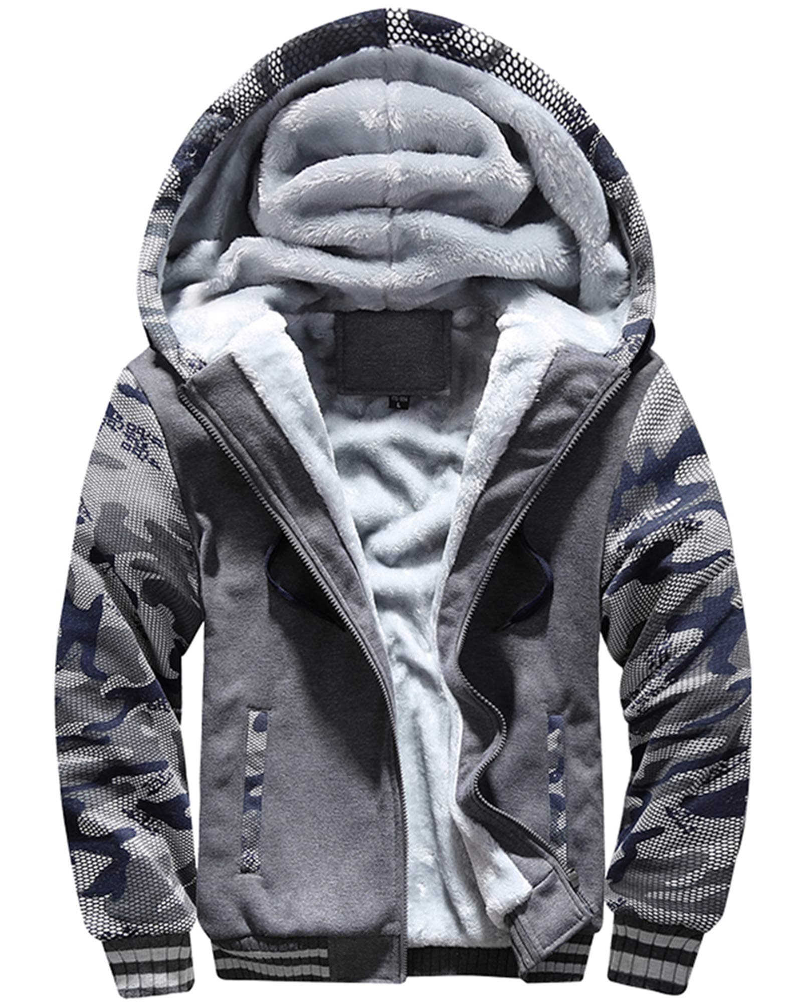 MACHLAB Men's Pullover Winter Workout Fleece Hoodie Jackets Full Zip Wool Warm Thick Coats