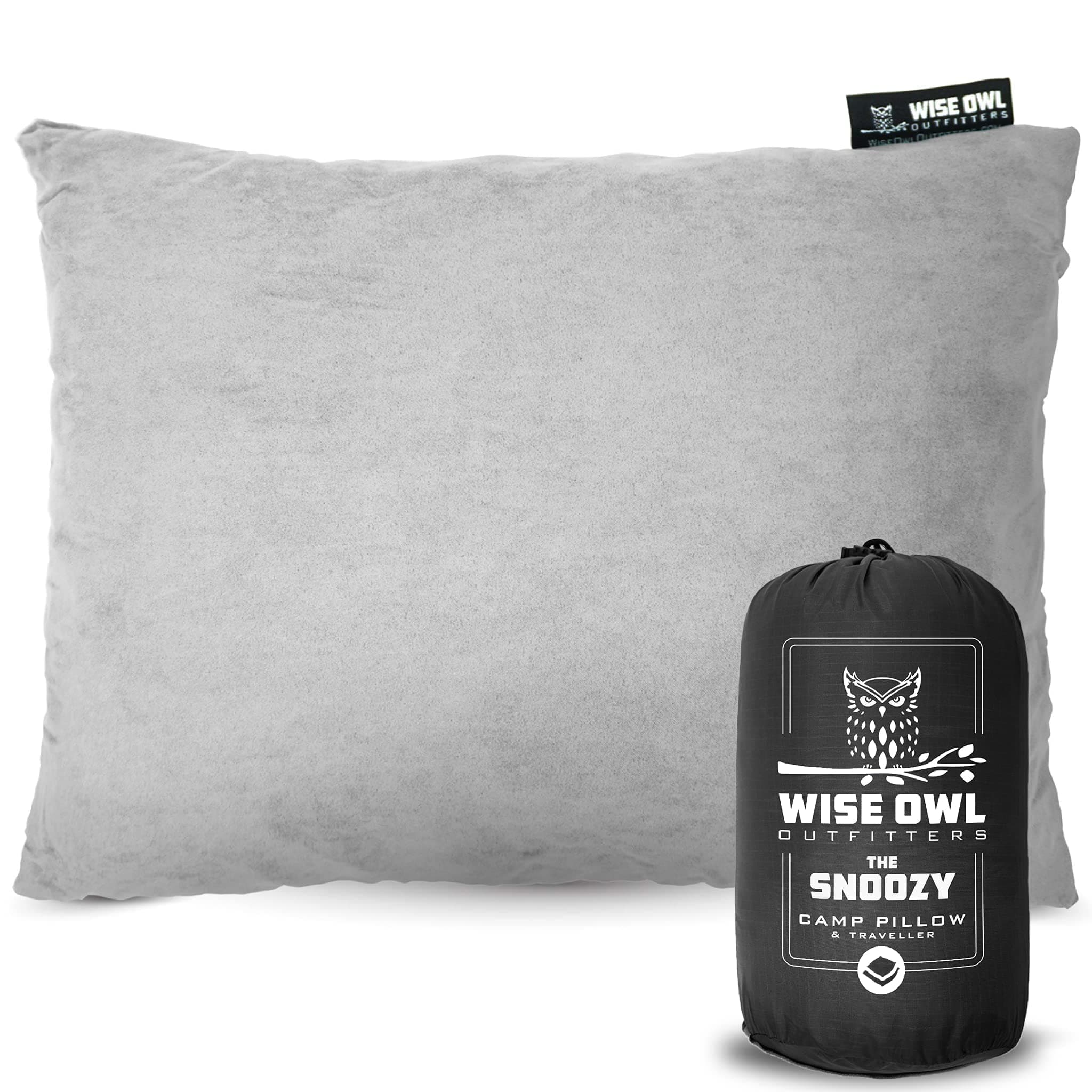 Wise Owl Outfitters Camping Pillow - Compact, Compressible Memory Foam Backpacking, Hammock, and Travel Pillows for Kids and Adults - Essential Outdoor & Camping Gear, Small (Grey)