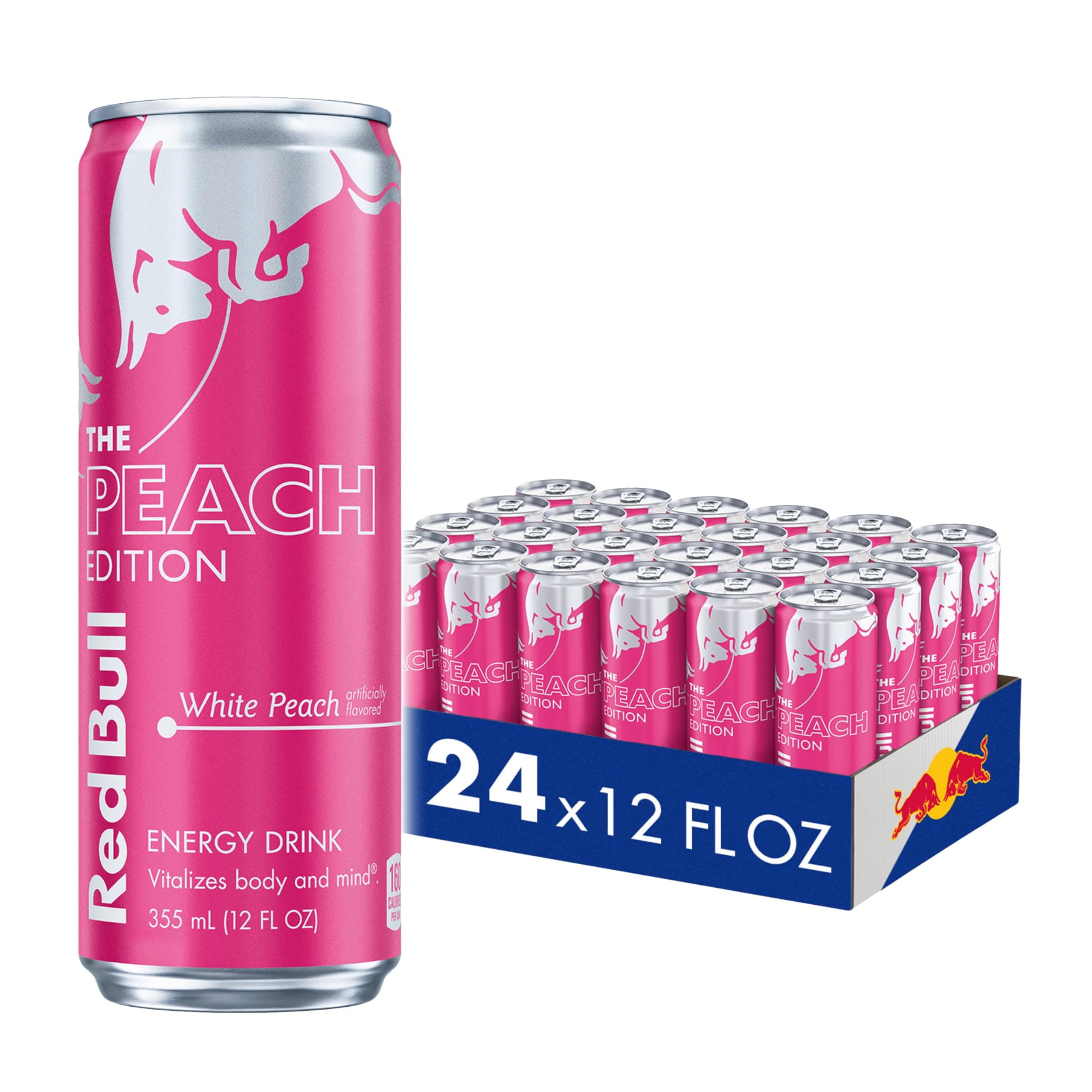 Peach Edition Energy Drink, White Peach, 12 fl. oz., 24 cans, with 114mg Caffeine, Taurine & B Vitamins