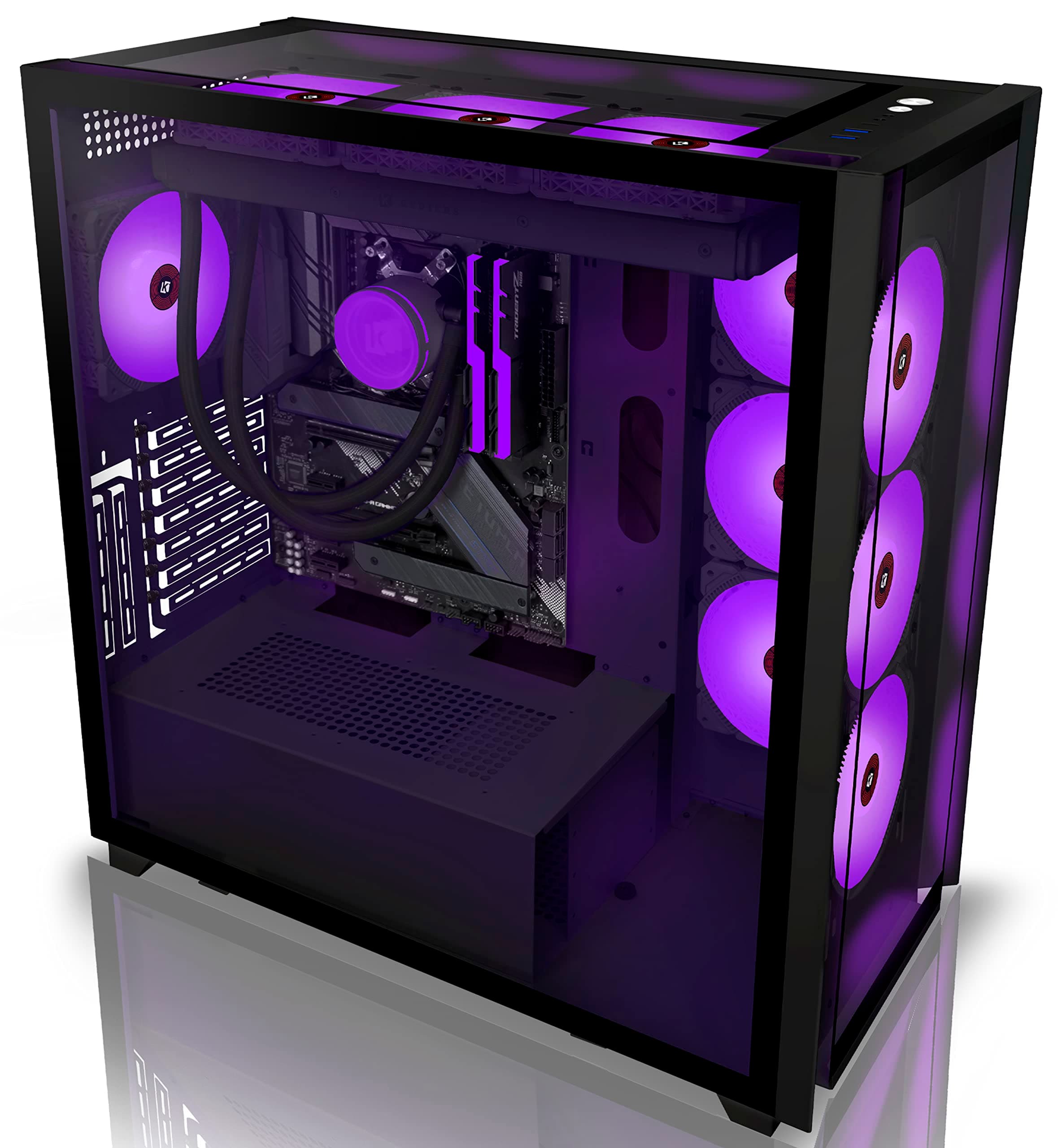 KEDIERS PC Case - C700 E-ATX Tower 3*Tempered Glass Gaming Computer Case with 10 ARGB Fans,black