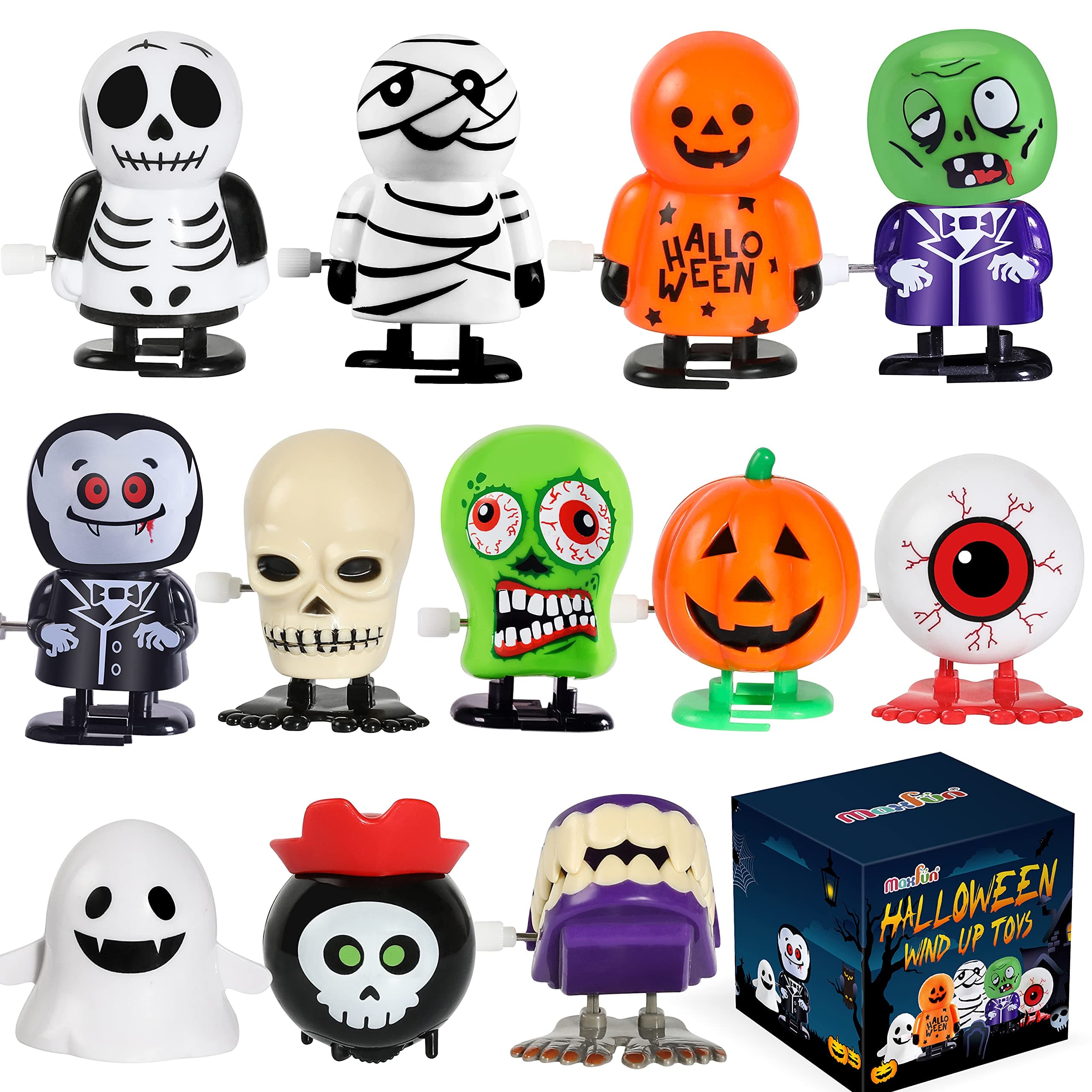Max Fun 12pcs Halloween Wind Up Toy Assortment for Halloween Party Favours Goody Bag Filler (Halloween Wind up Toys)