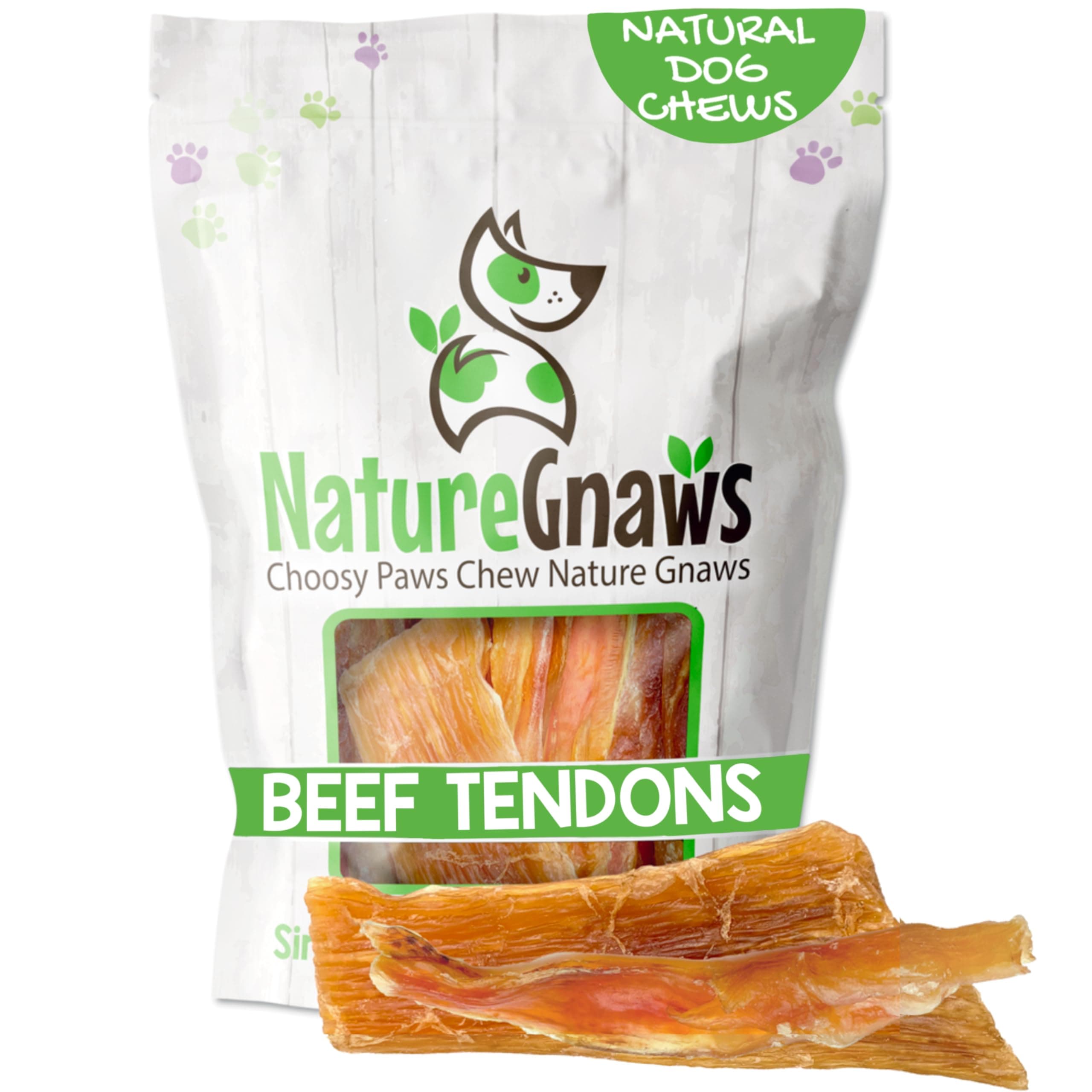 Nature Gnaws Beef Tendons for Dogs (8oz) - Mixed Thickness - Long Lasting for...