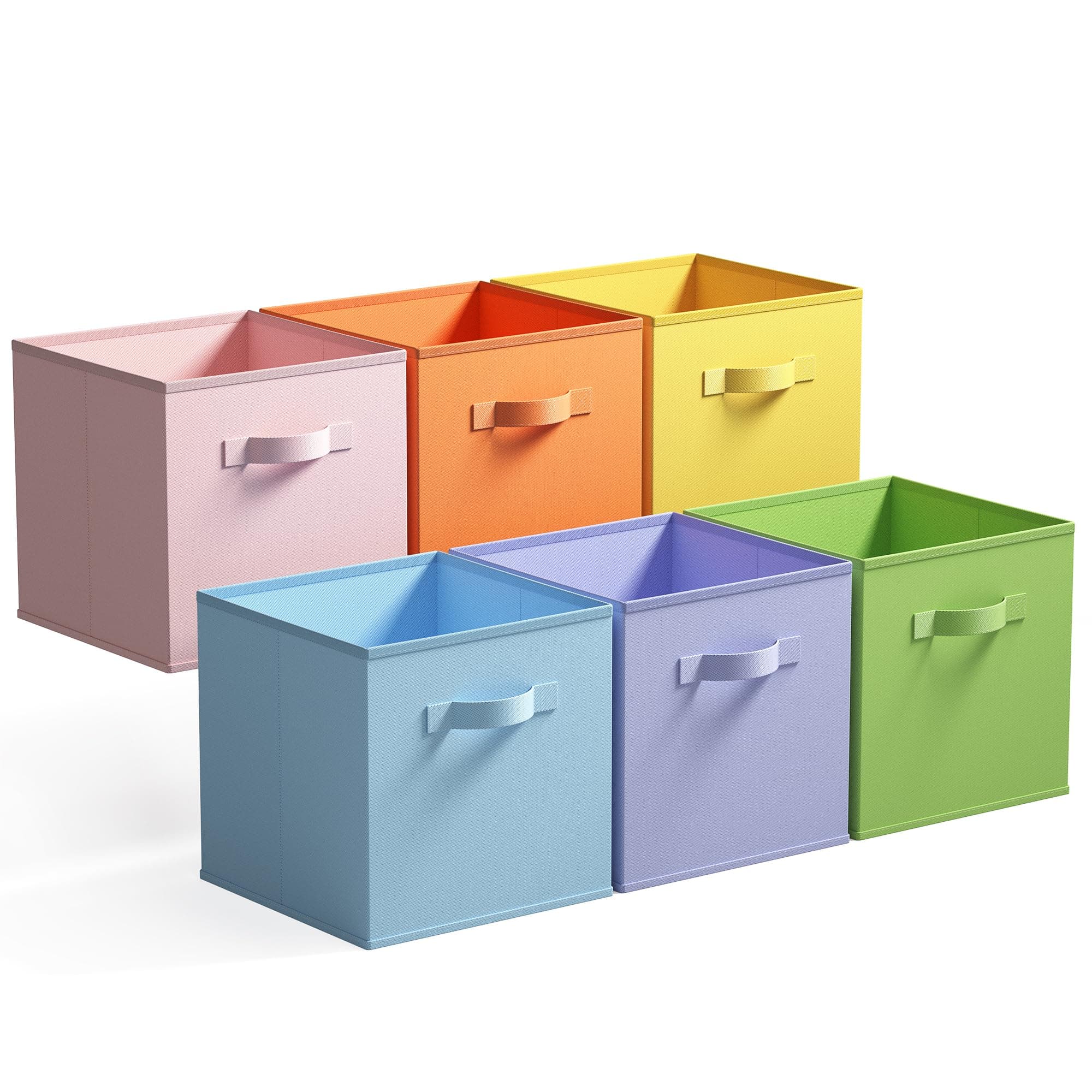 GRANNY SAYS Cube Storage Boxes, Pack of 6 Fabric Storage Cubes 27 x 27 cm, Foldable Square Storage Boxes for Shelves, Storage Boxes Organiser, Cubes Storage Bins for Organizing Kallax Shelf, Colorful